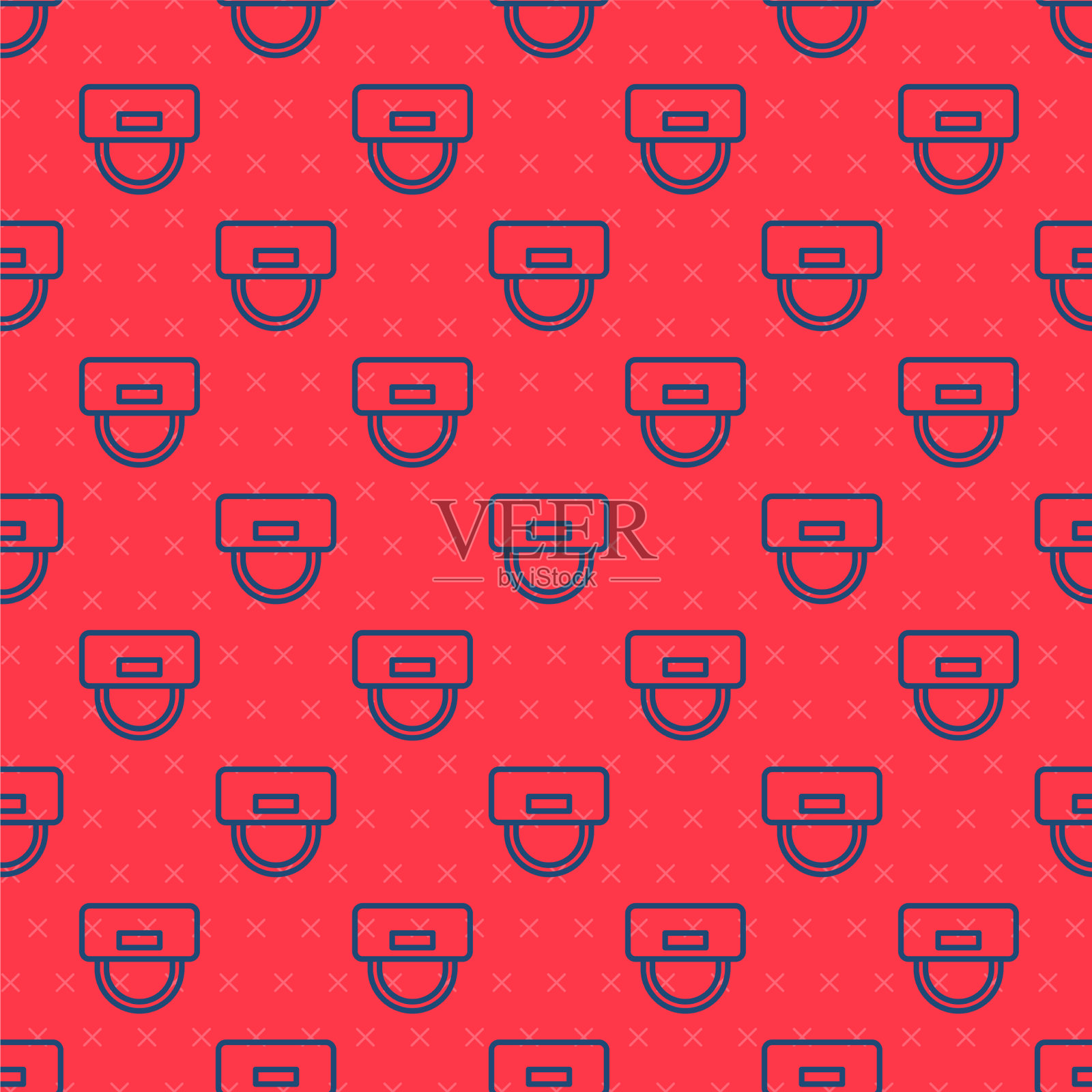 蓝线行李员帽图标隔离无缝插画图片素材