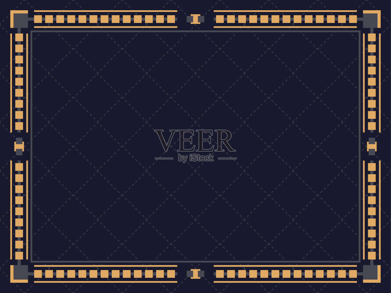 艺术装饰风格的框架。的线性边界。为邀请函、传单和贺卡设计模板。几何金色的框架。20世纪20 - 30年代的风格。矢量图插画图片素材