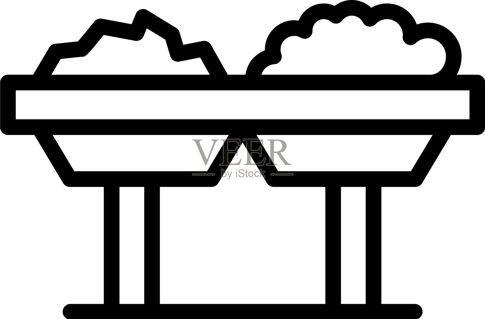 猫盘子图标轮廓风格插画图片素材