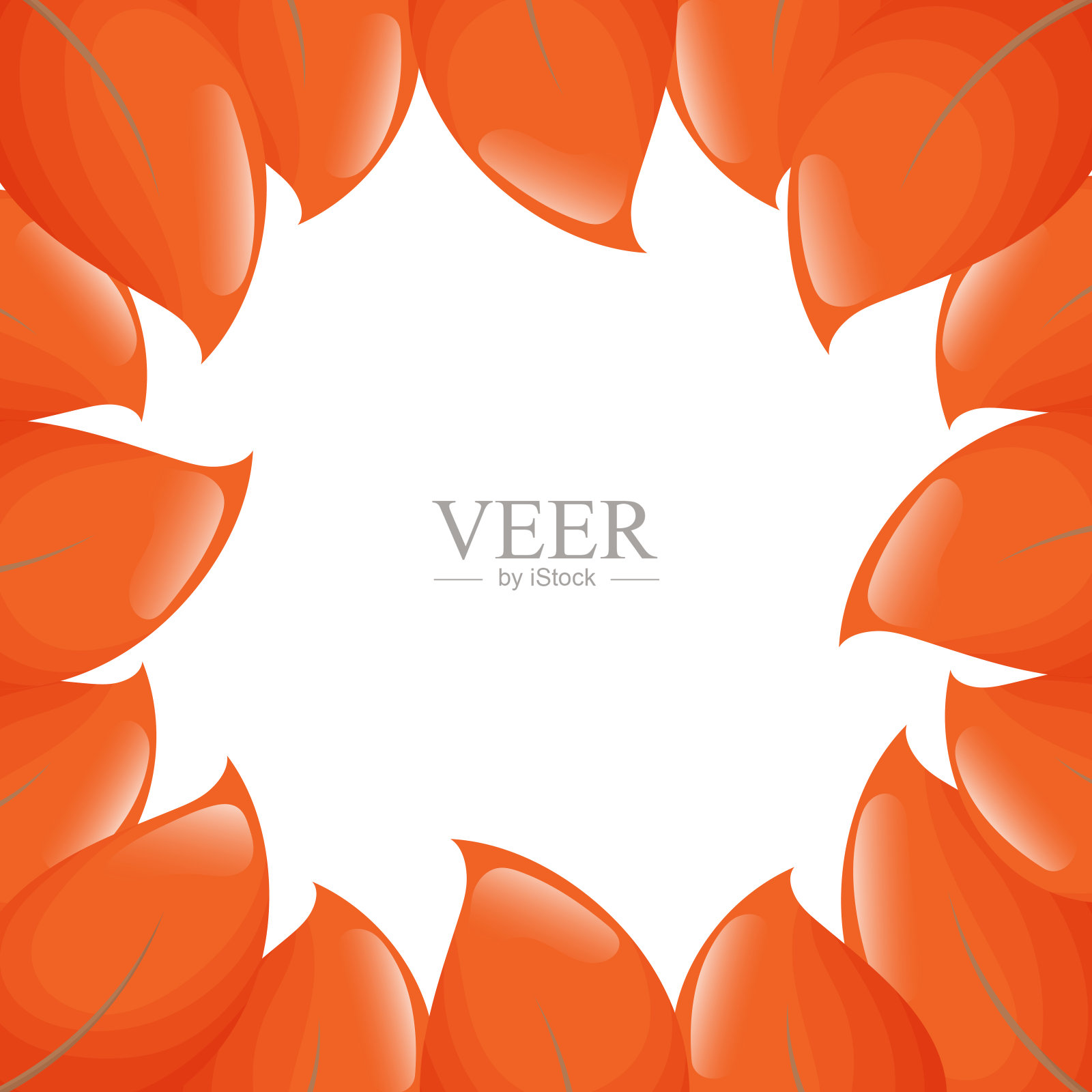 框架模板与秋天的树叶。插画图片素材