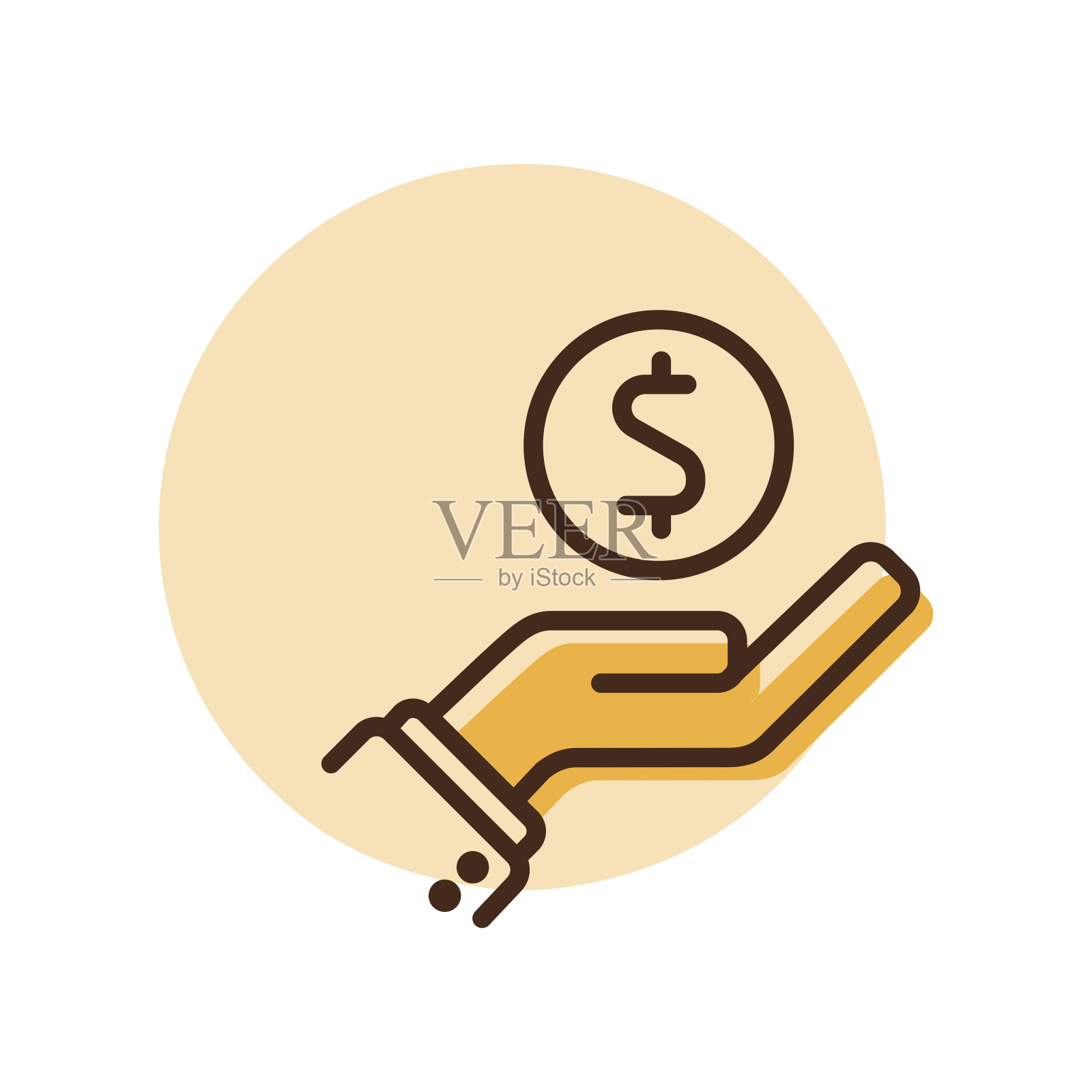 象形文字的钱在手中的图标向量插画图片素材