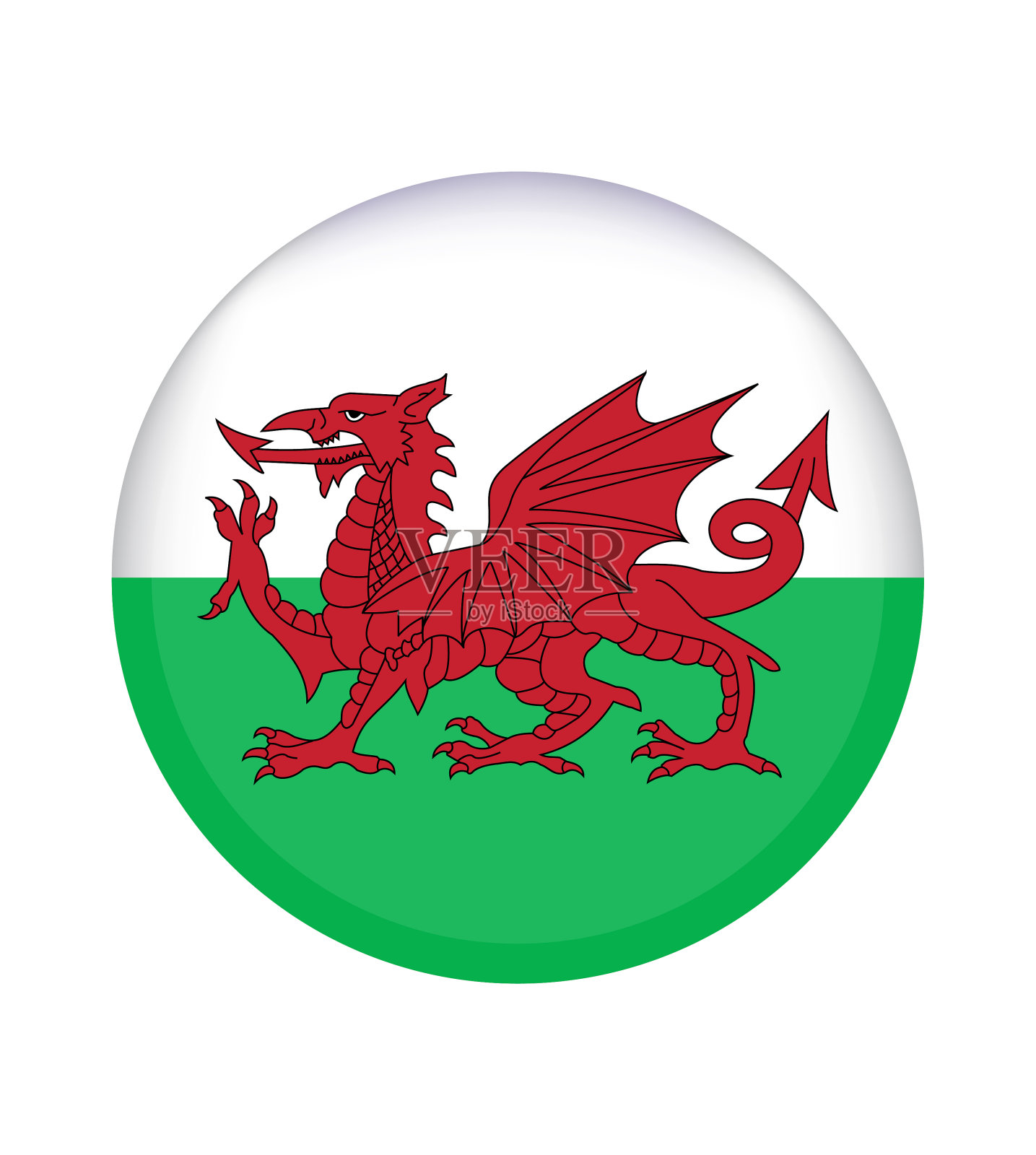 威尔士国旗，官方颜色和比例正确。威尔士国家国旗。矢量插图。EPS10。威尔士旗矢量图标，简单，平面设计的网页或移动应用程序。设计元素图片