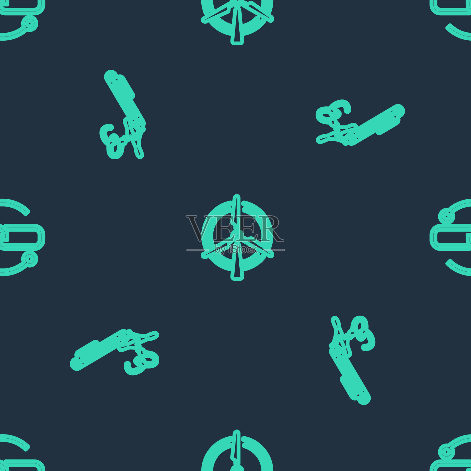 设置直线旋转风力发电机的签名和图标素材