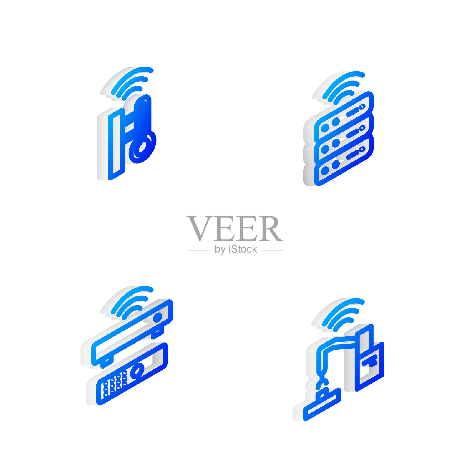 设置等距线智能服务器温度计图标素材