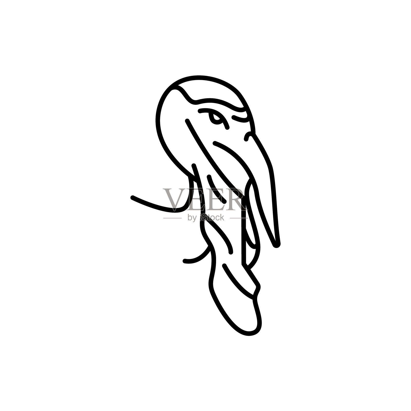 鸟类种类线图标孤立在白色设计元素图片