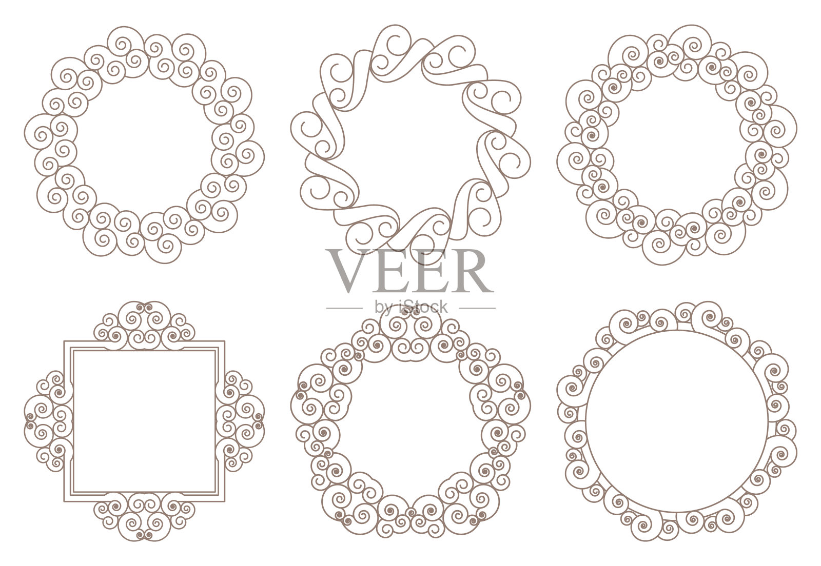 波点缀。一套装饰框架。模式的边界。插画图片素材