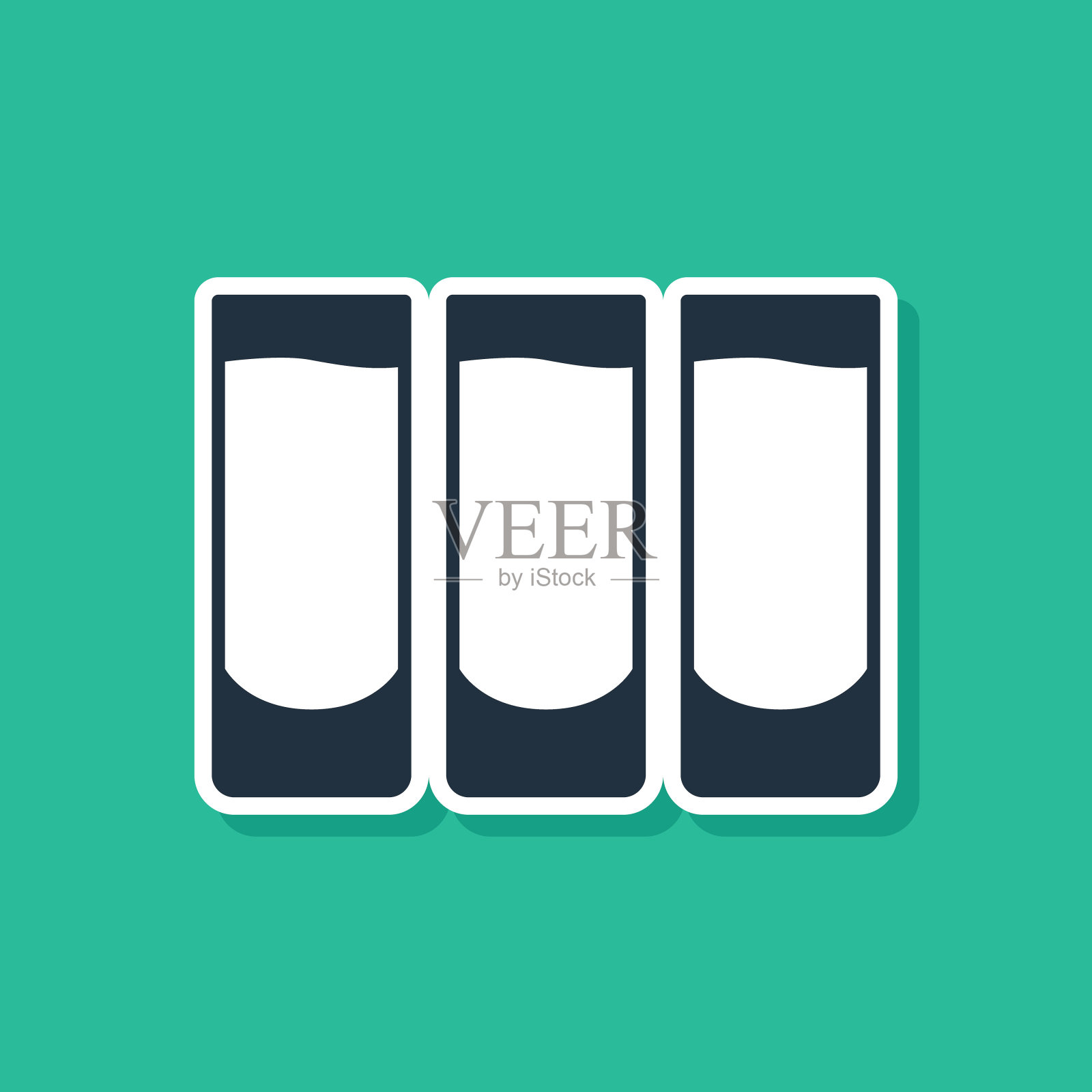 蓝色镜头玻璃图标孤立在绿色背景。向量插画图片素材