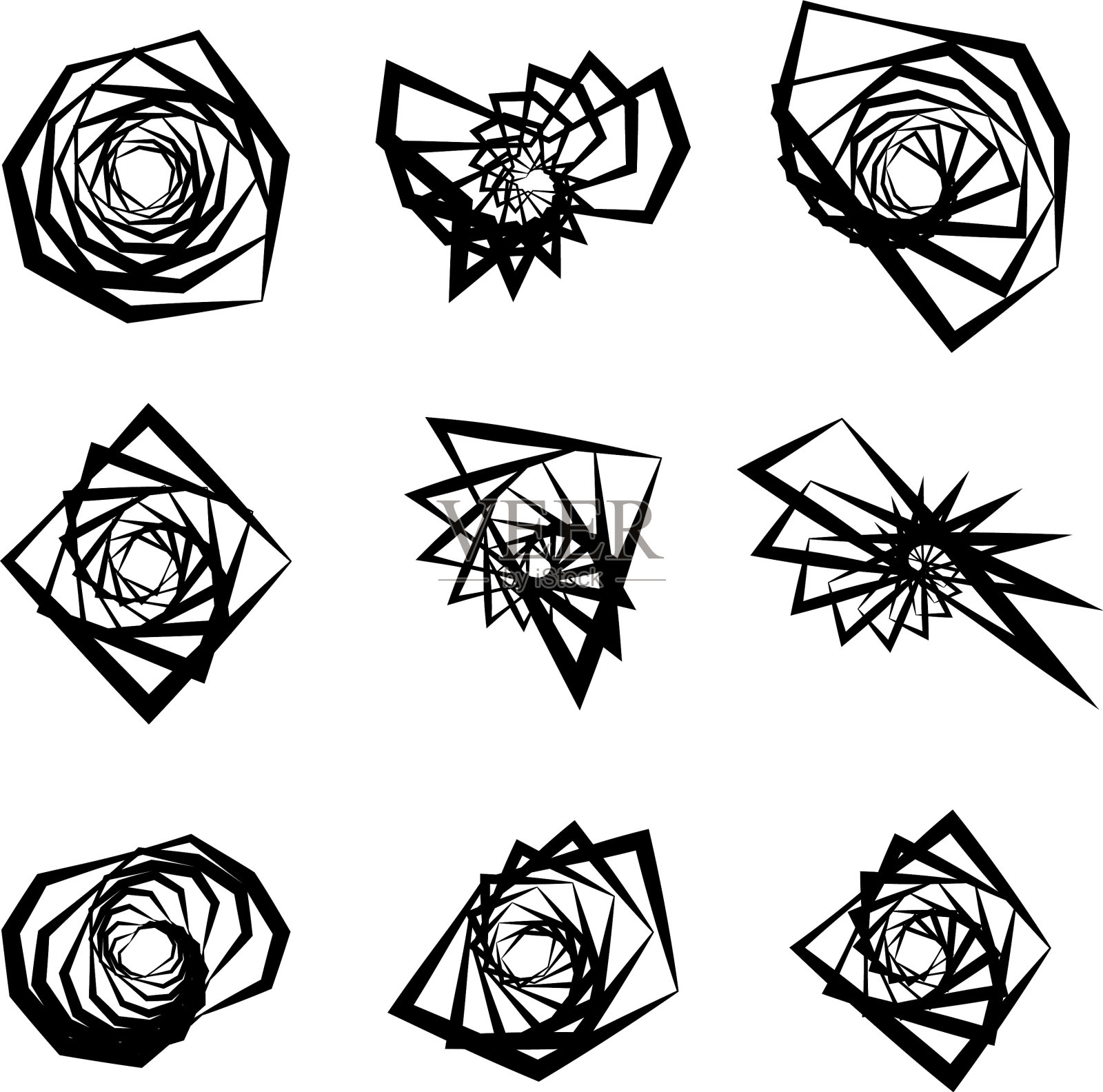 螺旋旋流单元集抽象插画图片素材