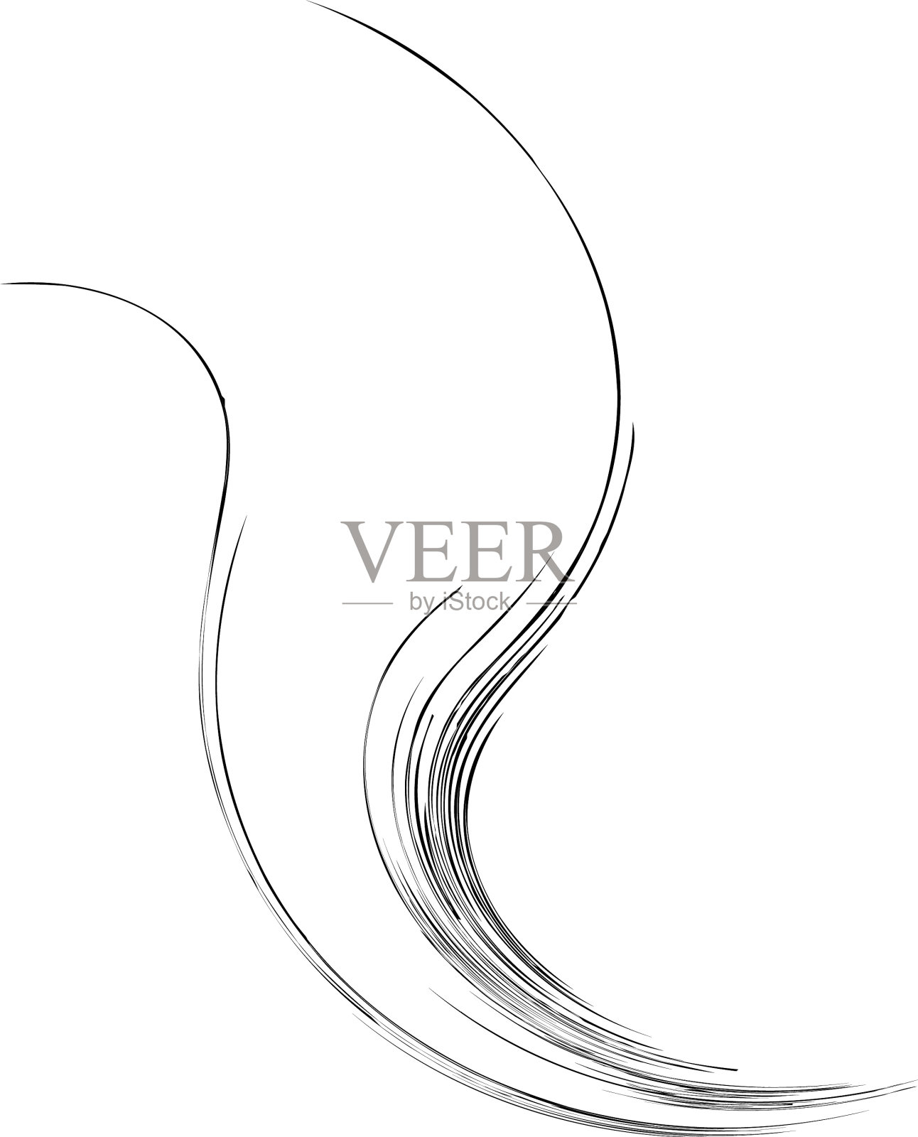 有机杂草草像弯曲的波浪线插画图片素材