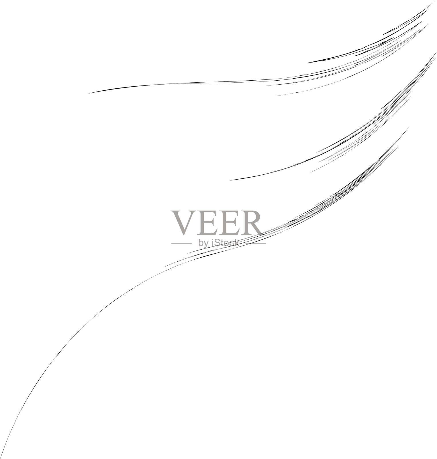 有机杂草草像弯曲的波浪线插画图片素材