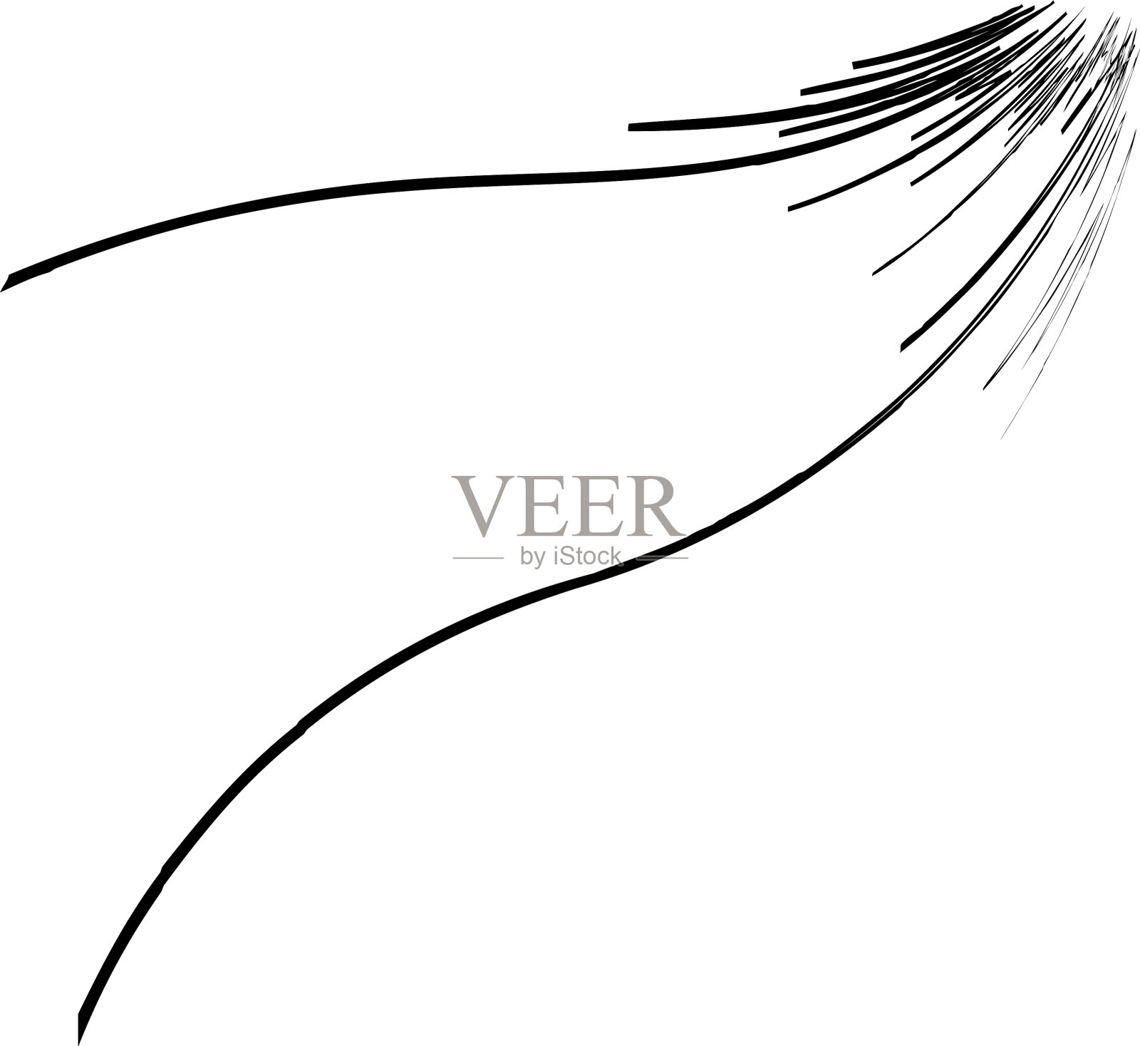 有机杂草草像弯曲的波浪线插画图片素材