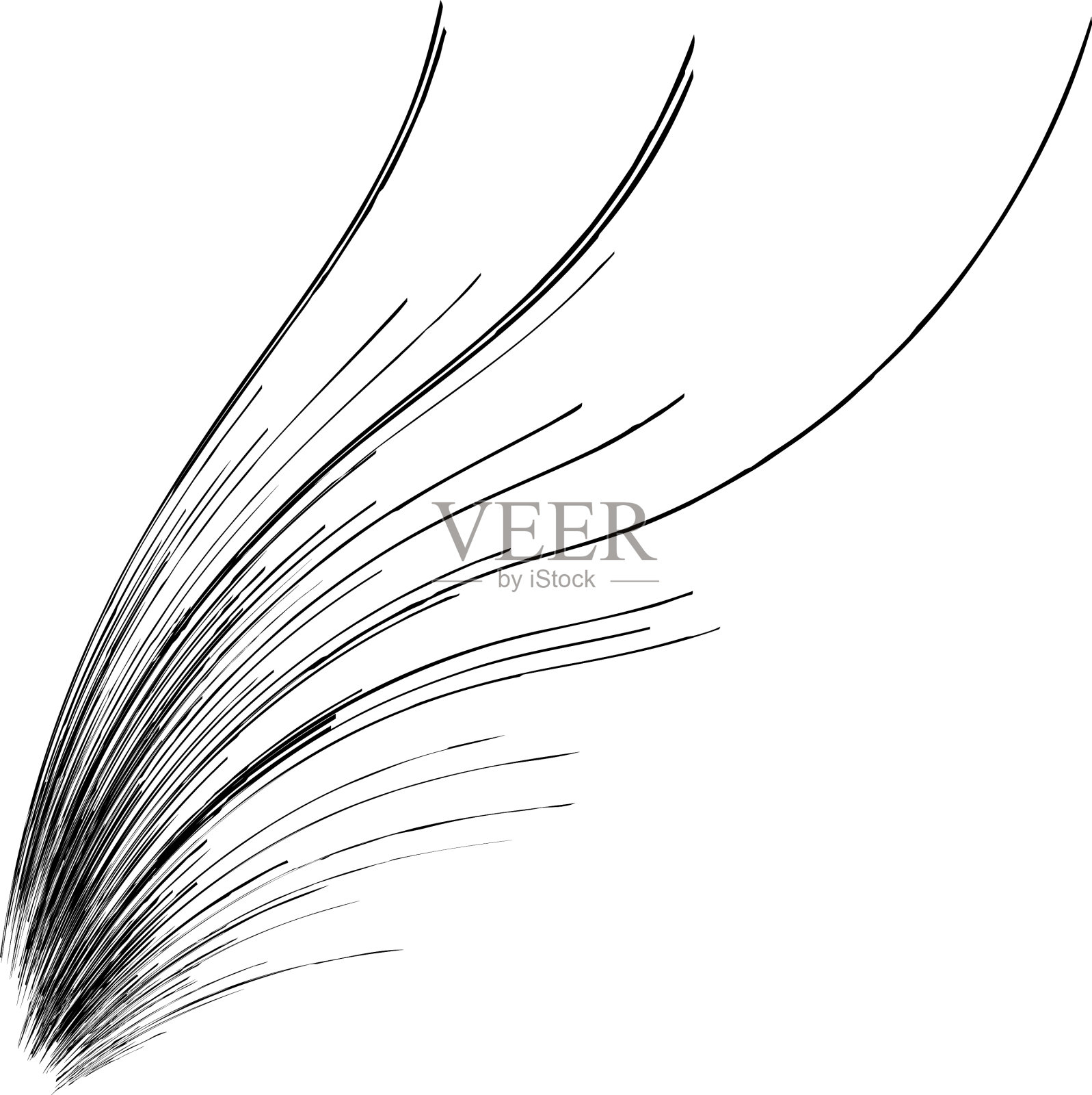 有机杂草草像弯曲的波浪线插画图片素材