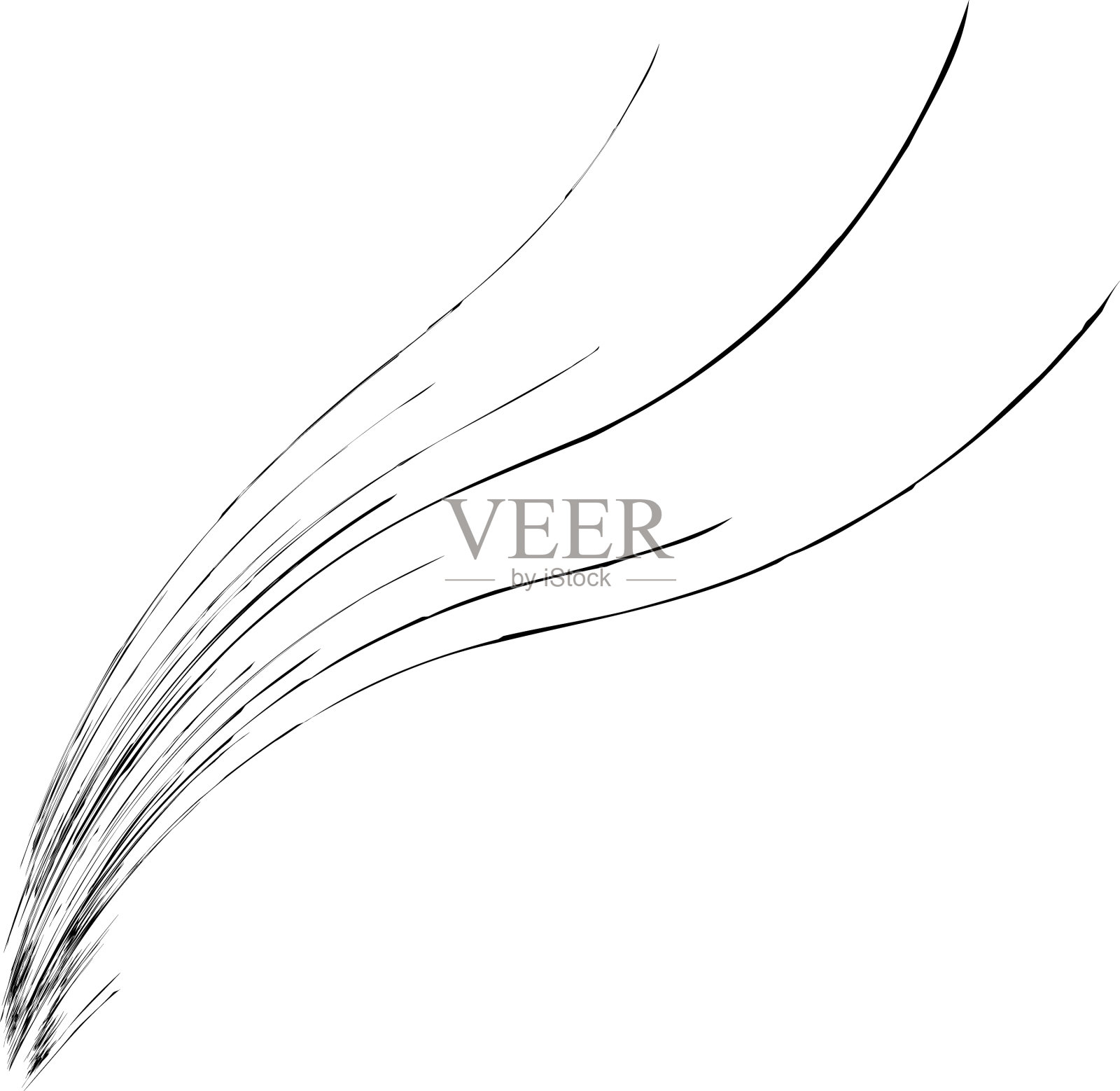 有机杂草草像弯曲的波浪线插画图片素材