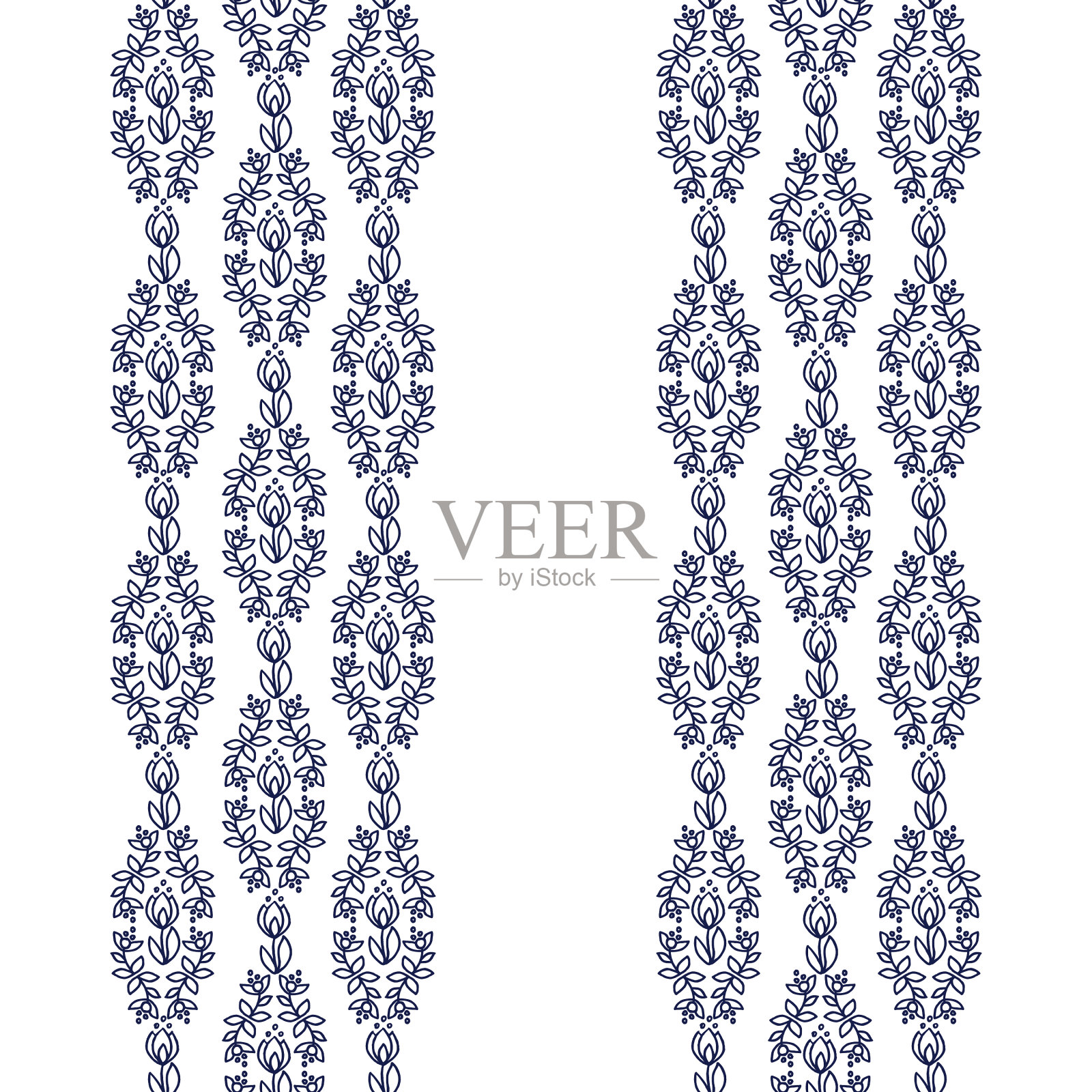 民族花卉无缝图案上的白色背景插画图片素材