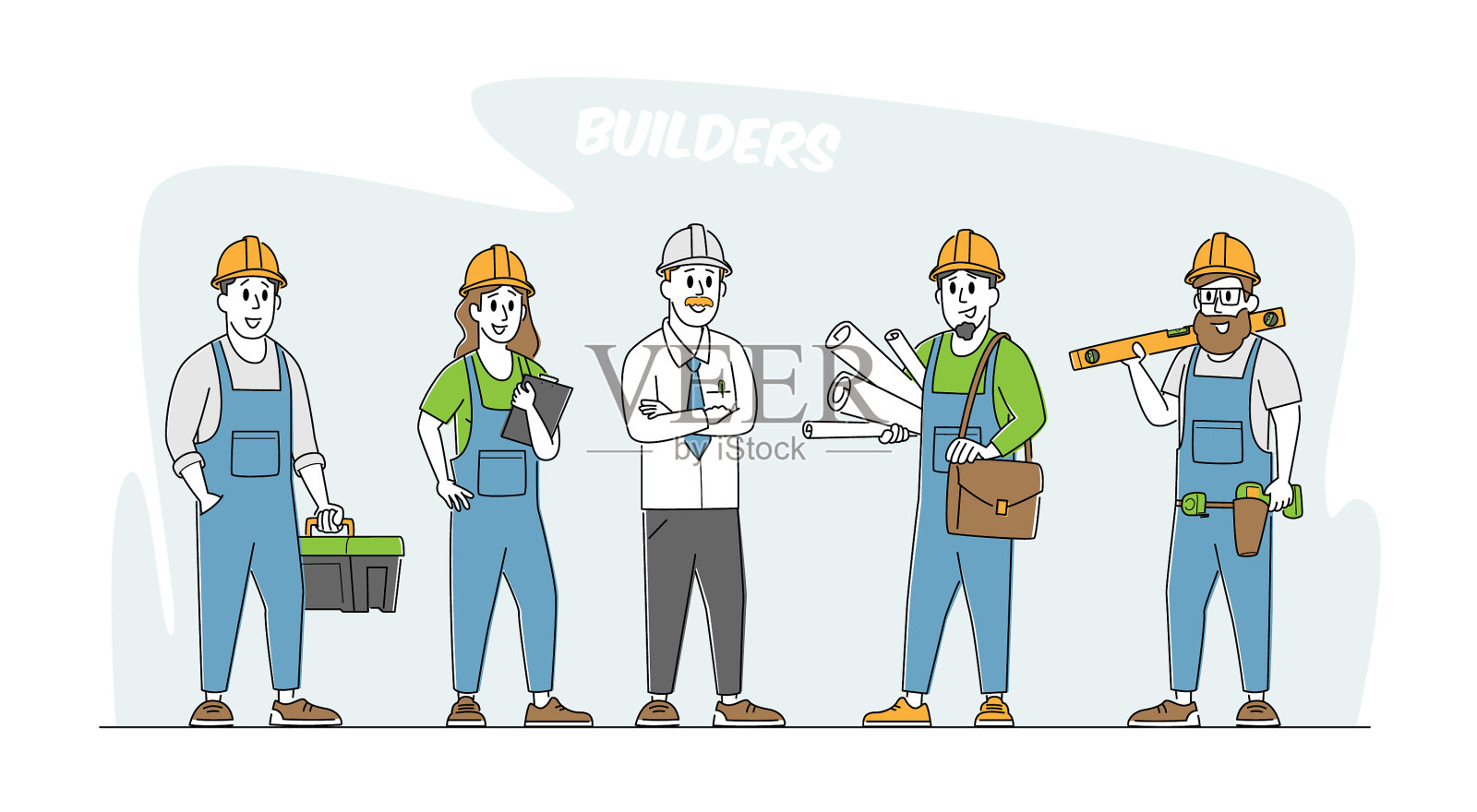 建筑工人戴头盔的建筑工人工程师设计元素图片