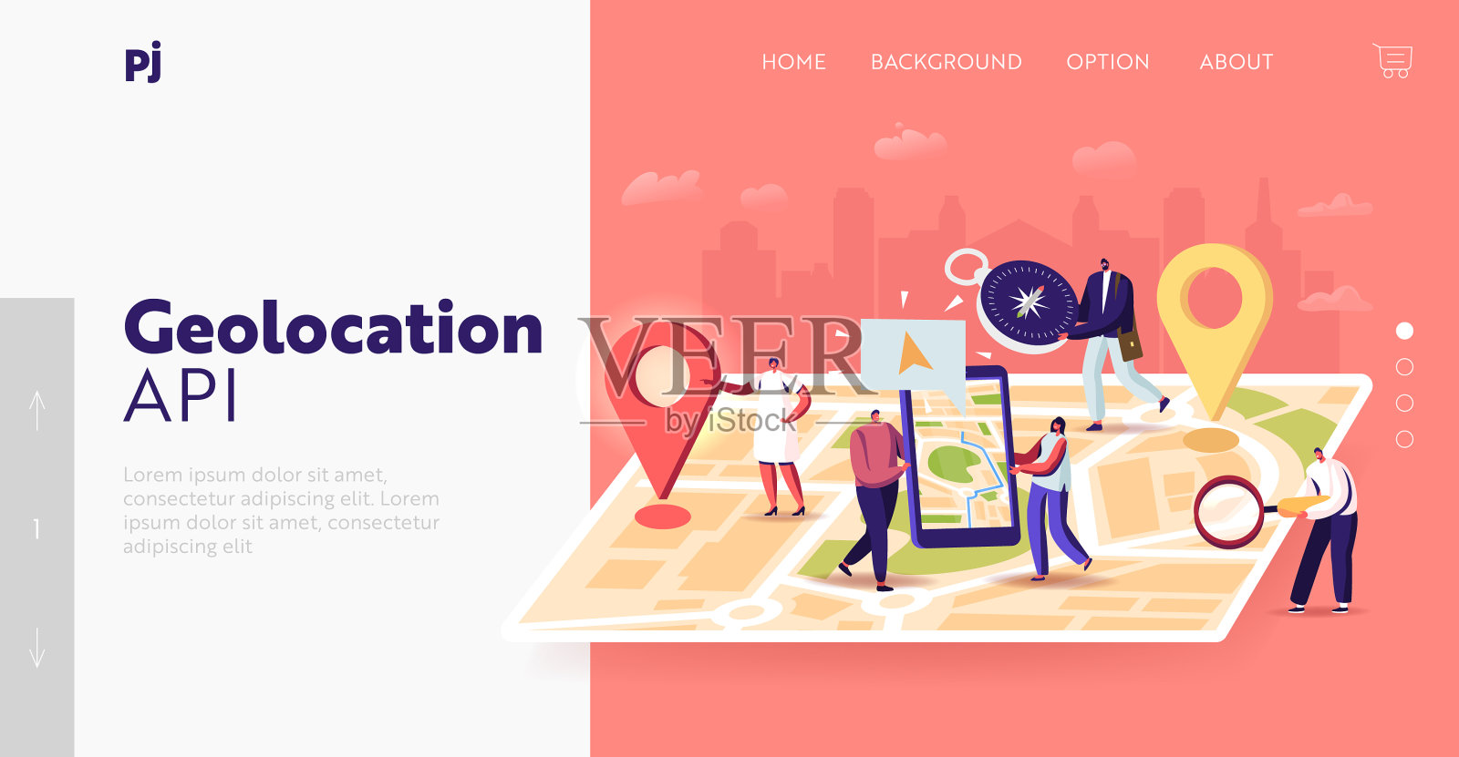 导航定位登陆页面模板小插画图片素材