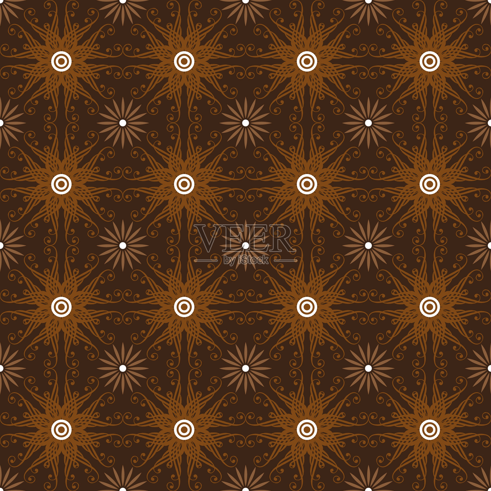 优雅的花朵形状图案在bantul蜡染插画图片素材