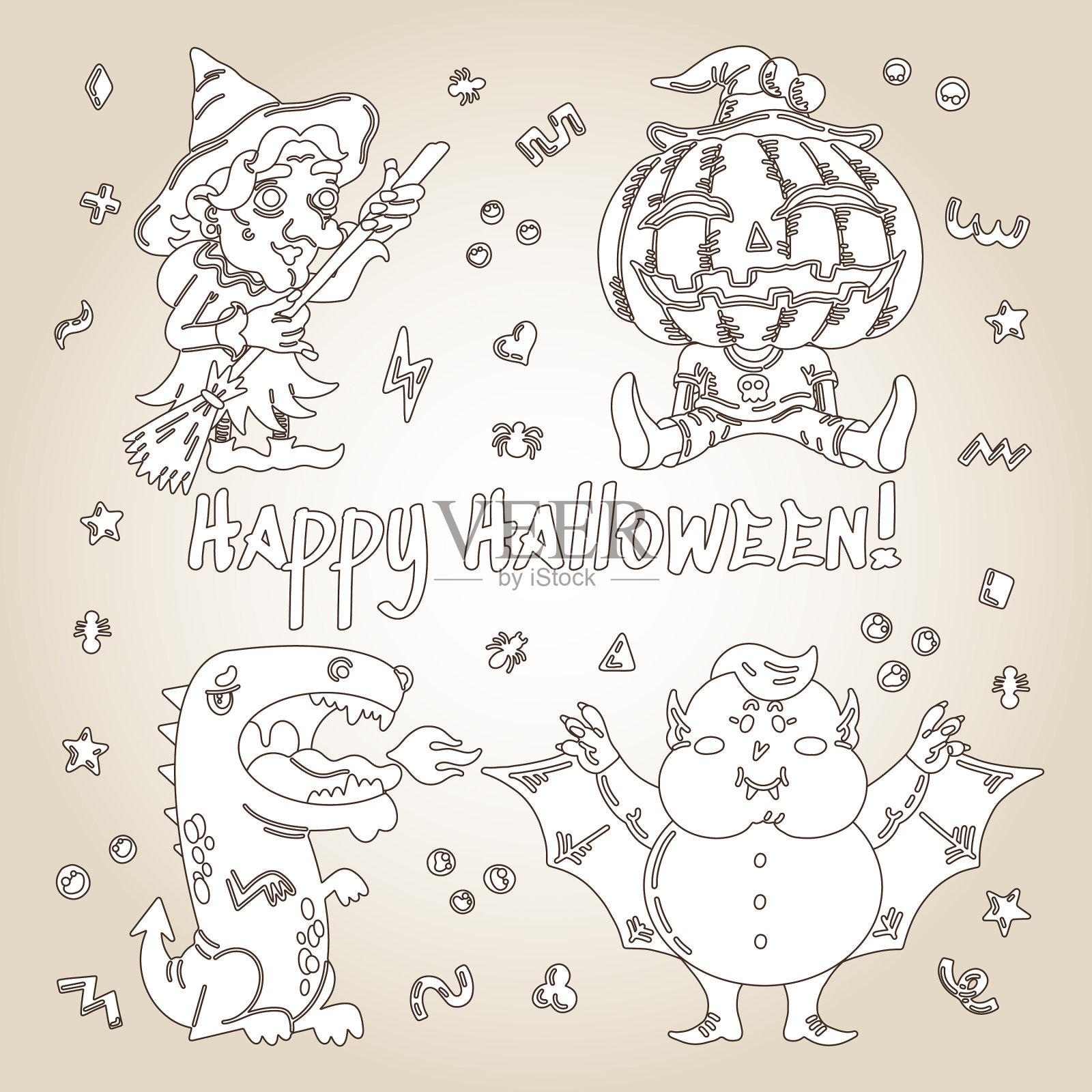 怪物卡通人物手绘插画图片素材