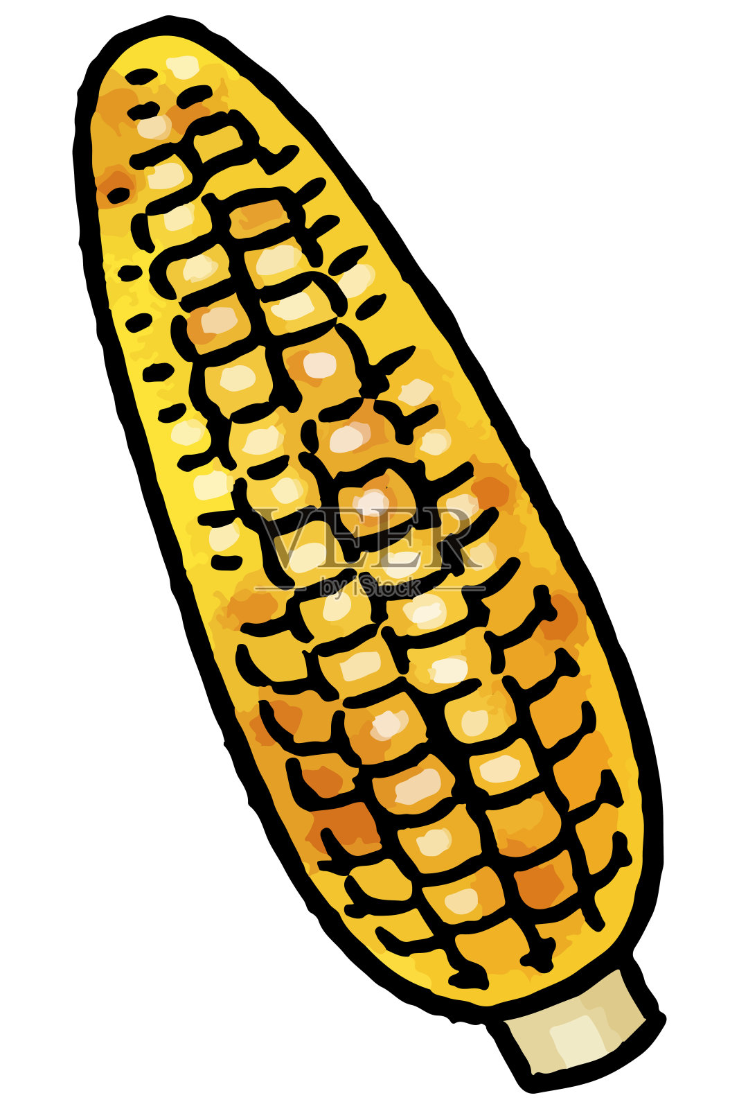 [手绘矢量食品插图材料]烤玉米插图[市集食品、节庆食品、街头食品]插画图片素材