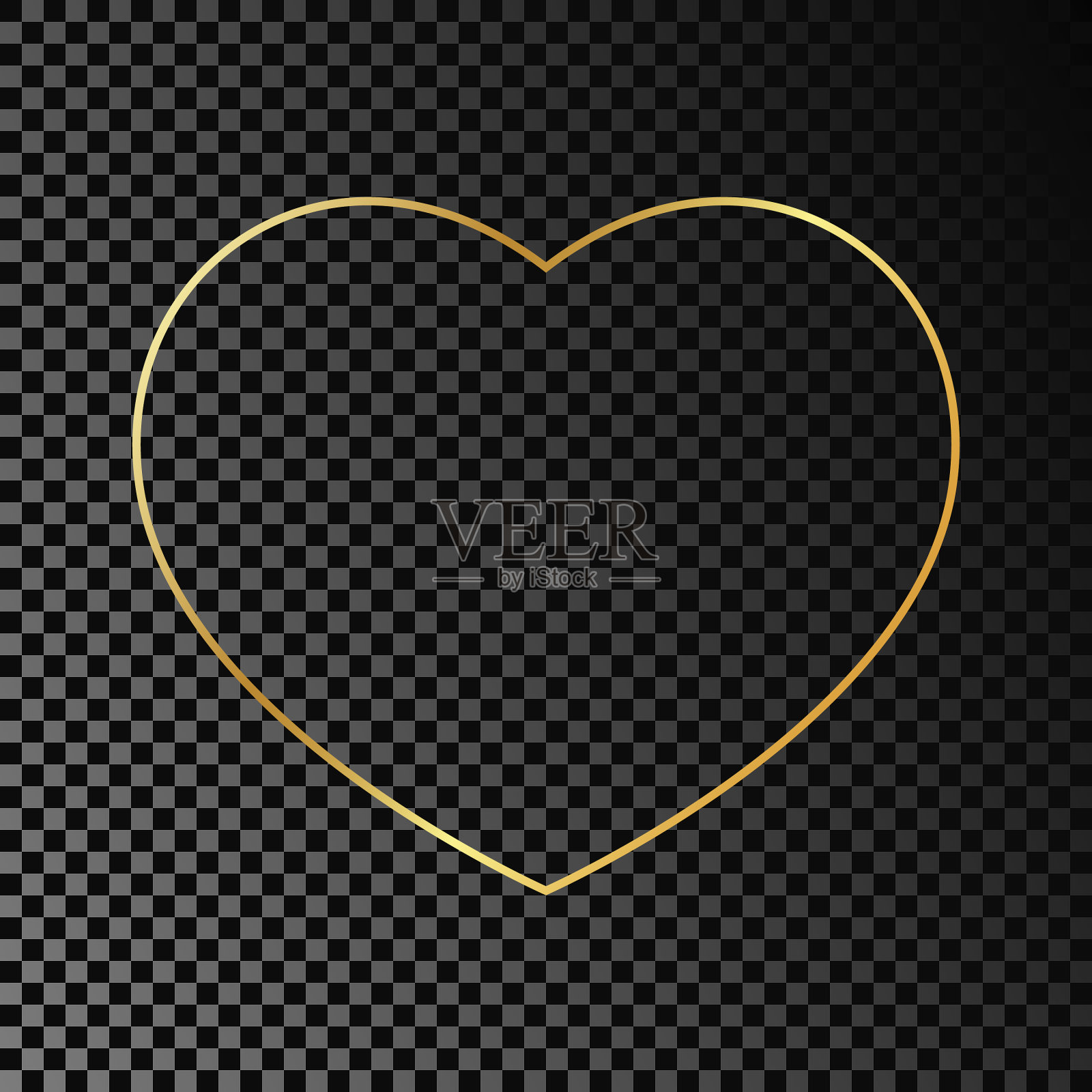 金灿灿的心形框架插画图片素材