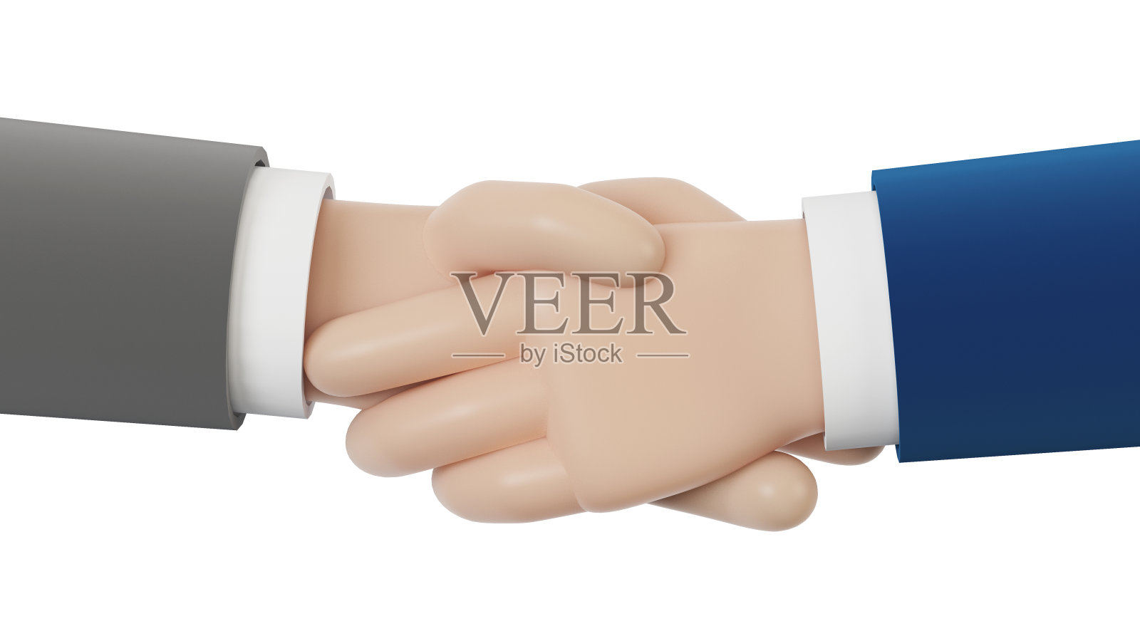 业务合作伙伴握手。3D插图卡通风格。照片摄影图片