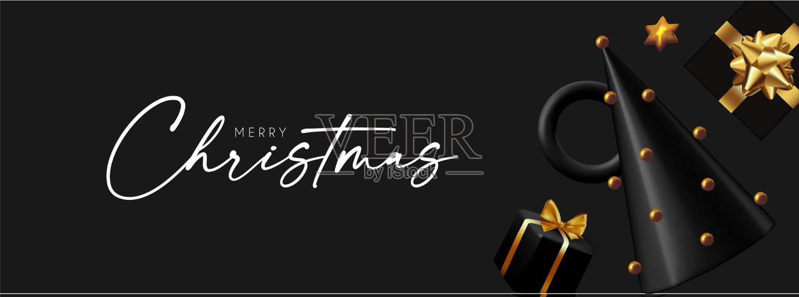 新年快乐2021年和圣诞横幅3d插画图片素材
