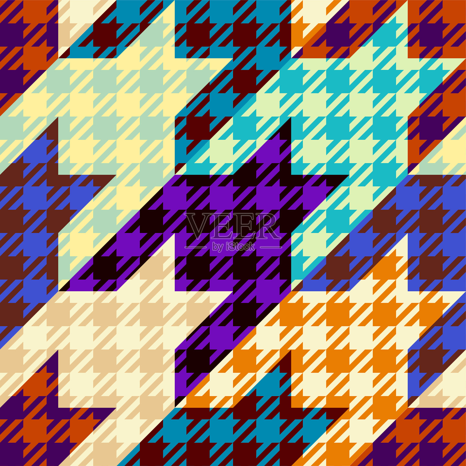 经典的犬齿拼接图案插画图片素材