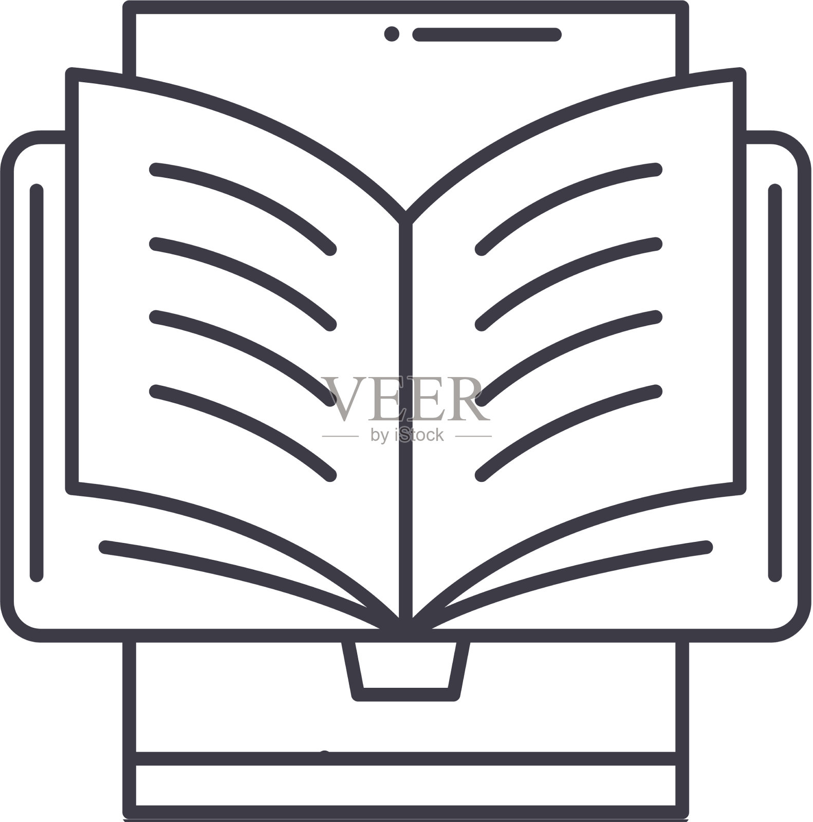 电子书概念图标线性孤立插画图片素材