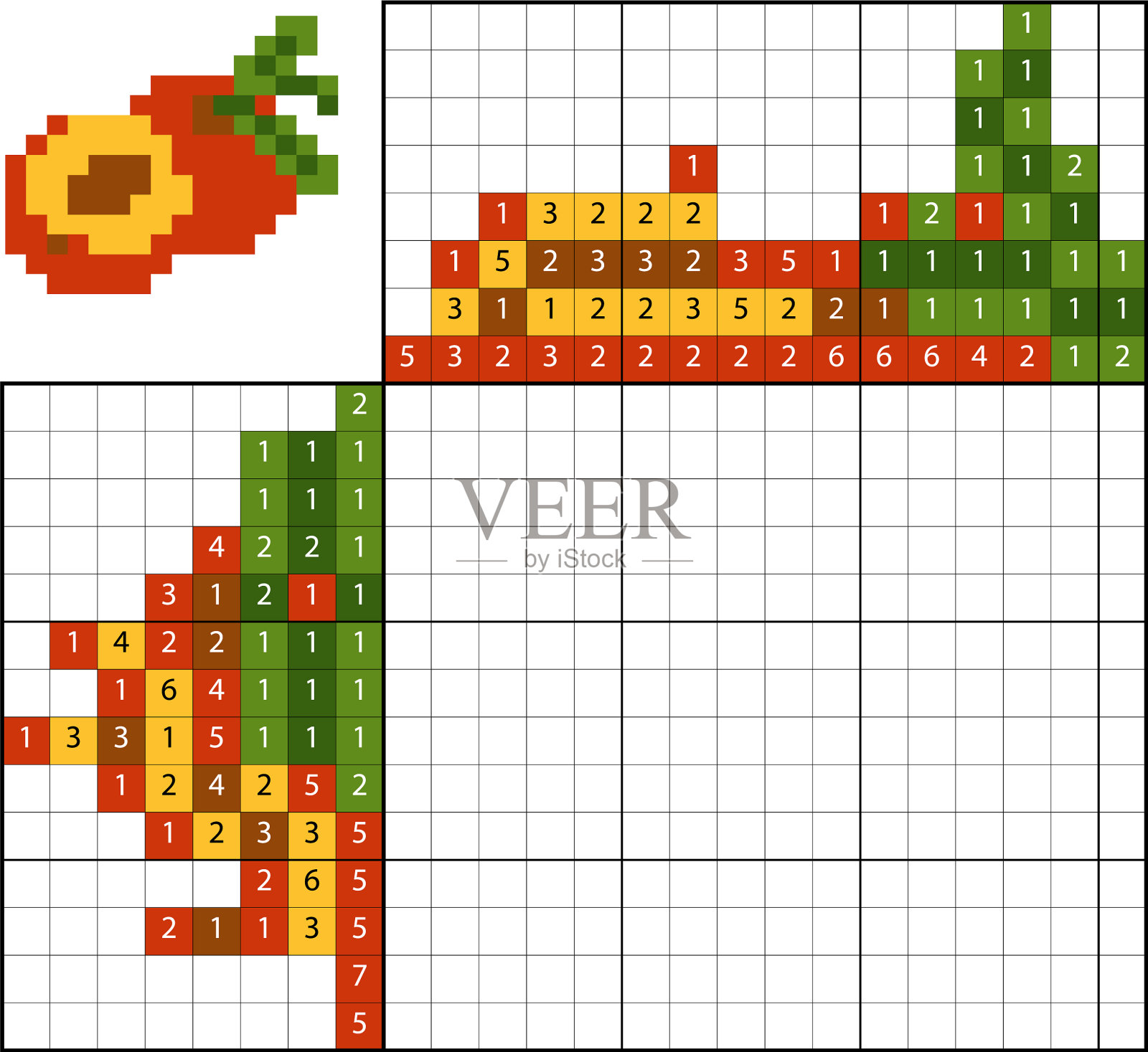 油漆数字拼图nongram杏插画图片素材
