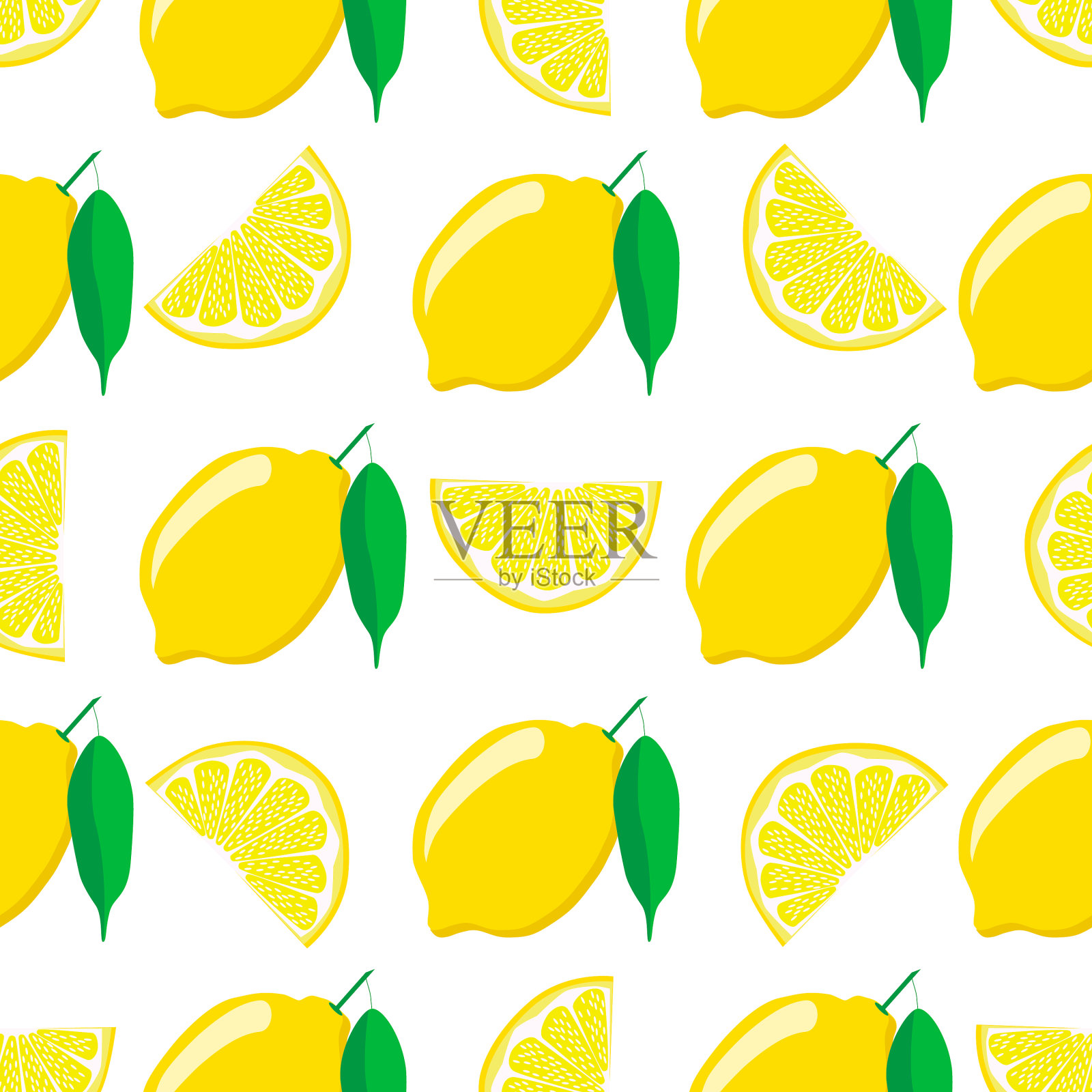 主题上大颜色无缝黄柠檬插画图片素材