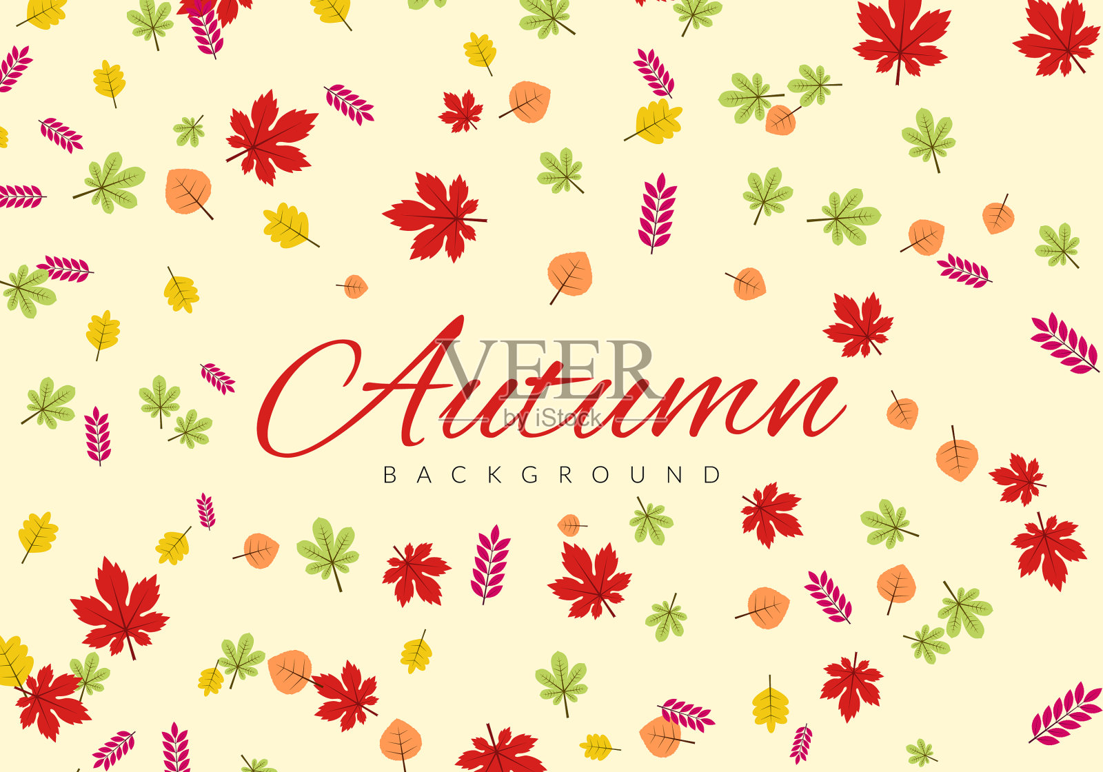 秋天的树叶背景与树叶五彩缤纷插画图片素材