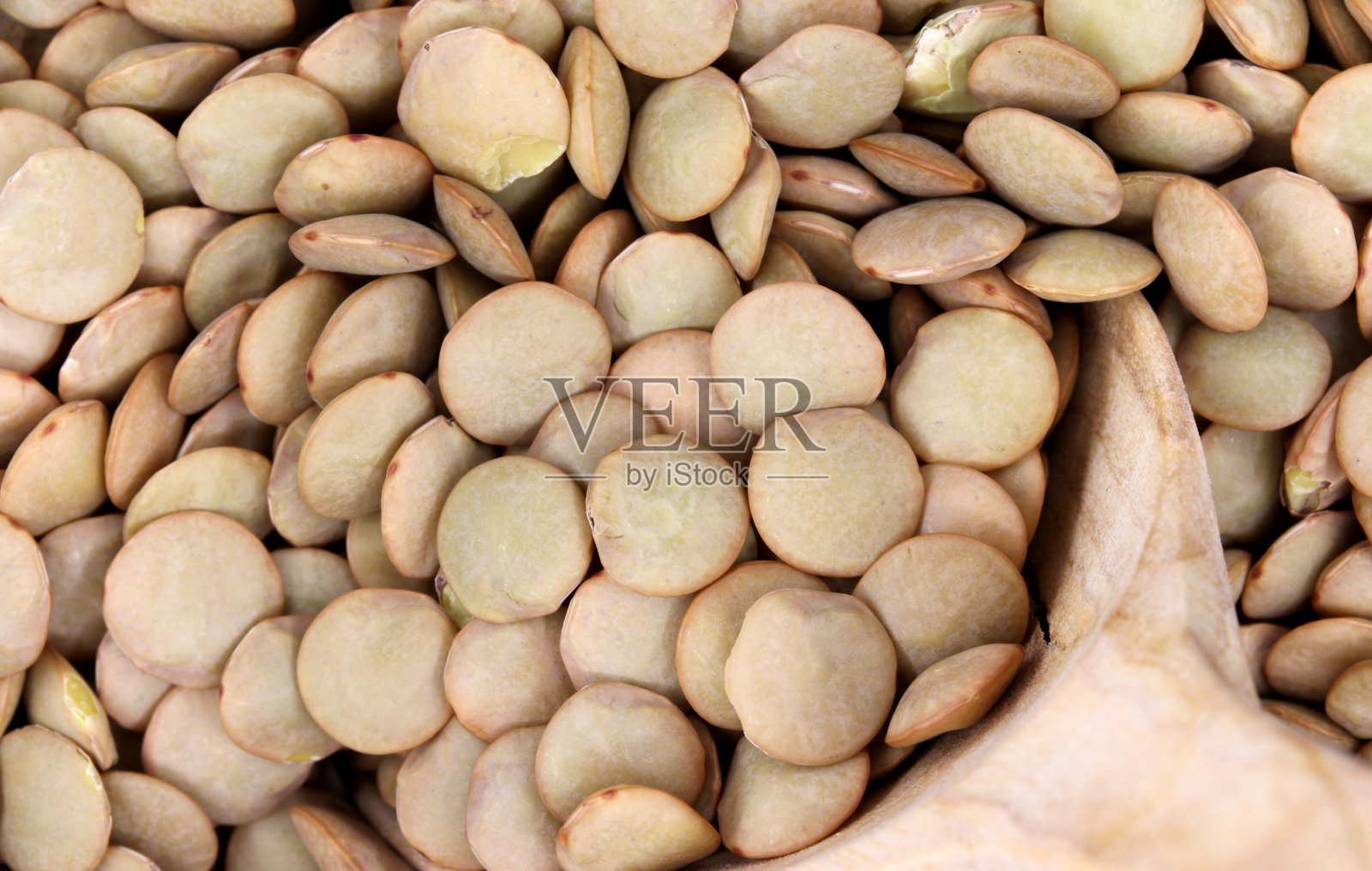 有机干扁豆木勺照片摄影图片