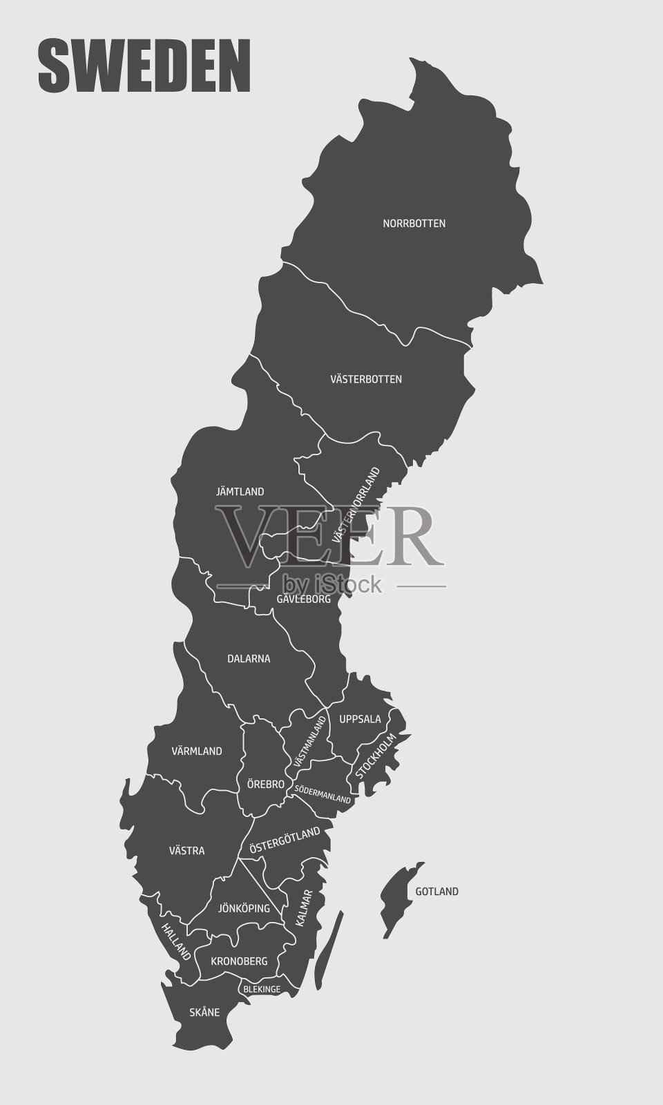 瑞典国家地图插画图片素材