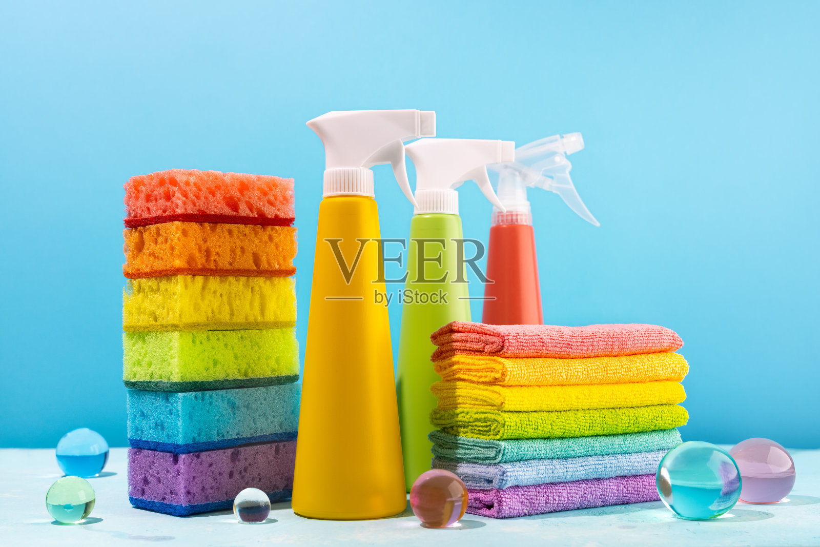 春季家居大扫除的概念。照片摄影图片