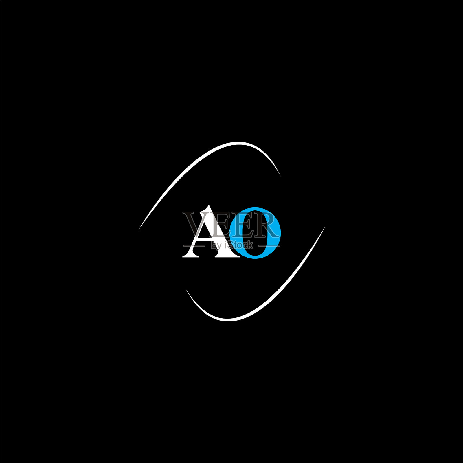 一个o字母标志创意设计上的黑色颜色插画图片素材