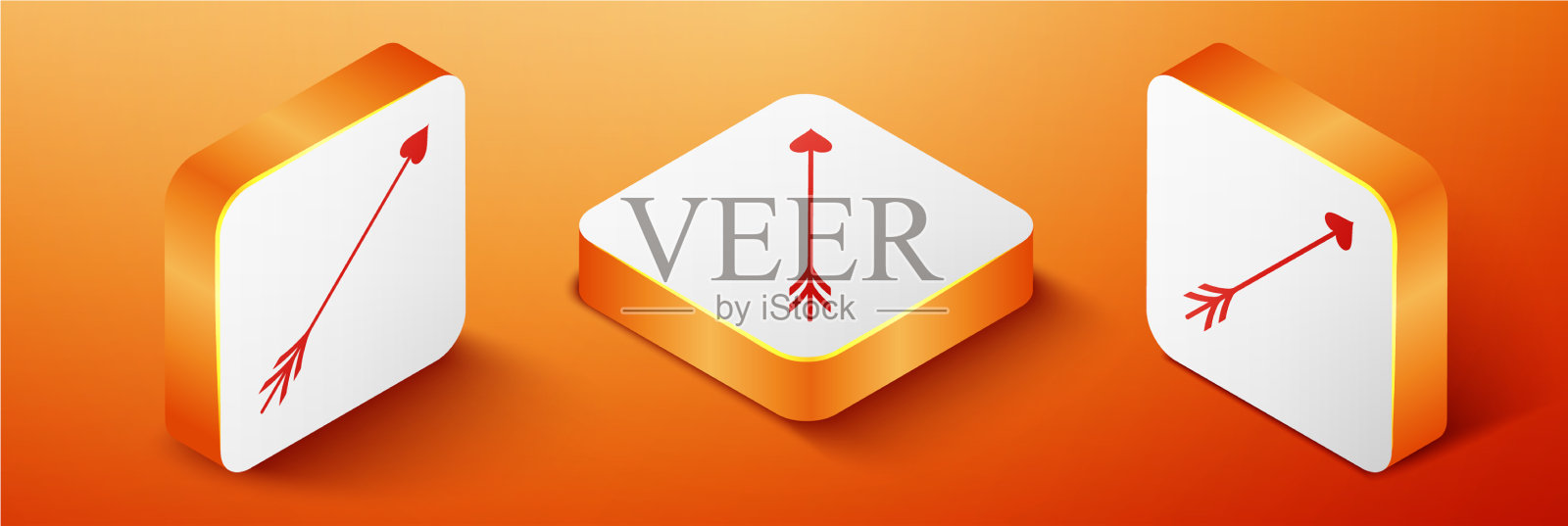 等距丘比特箭心情人节卡片插画图片素材