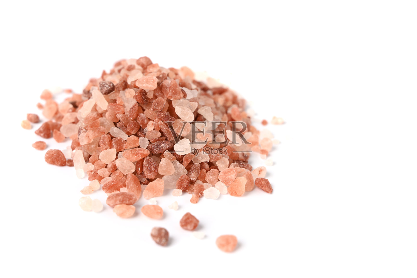 天然喜马拉雅粉红色盐孤立在白色背景照片摄影图片