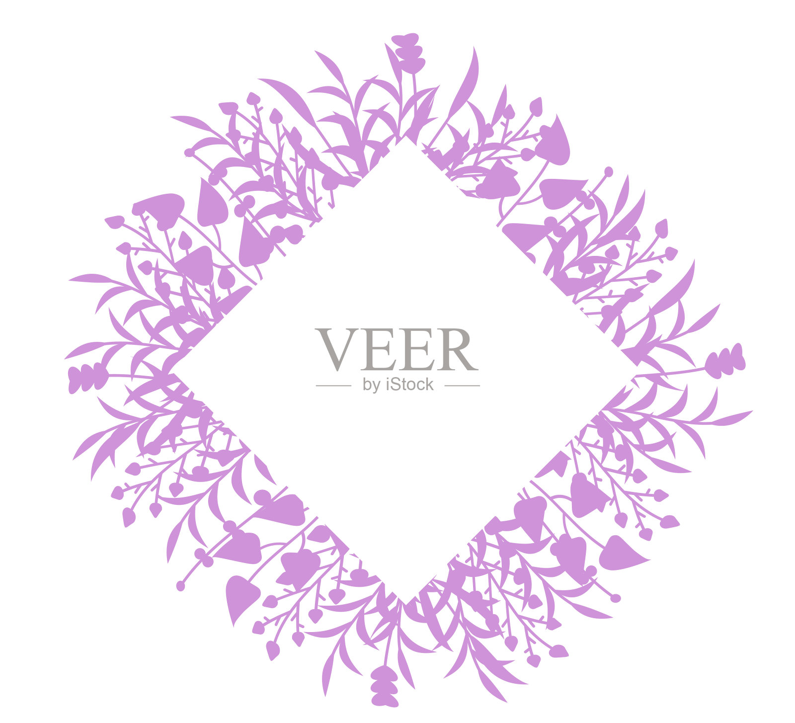 枝草本花装饰华丽紫色菱形插画图片素材