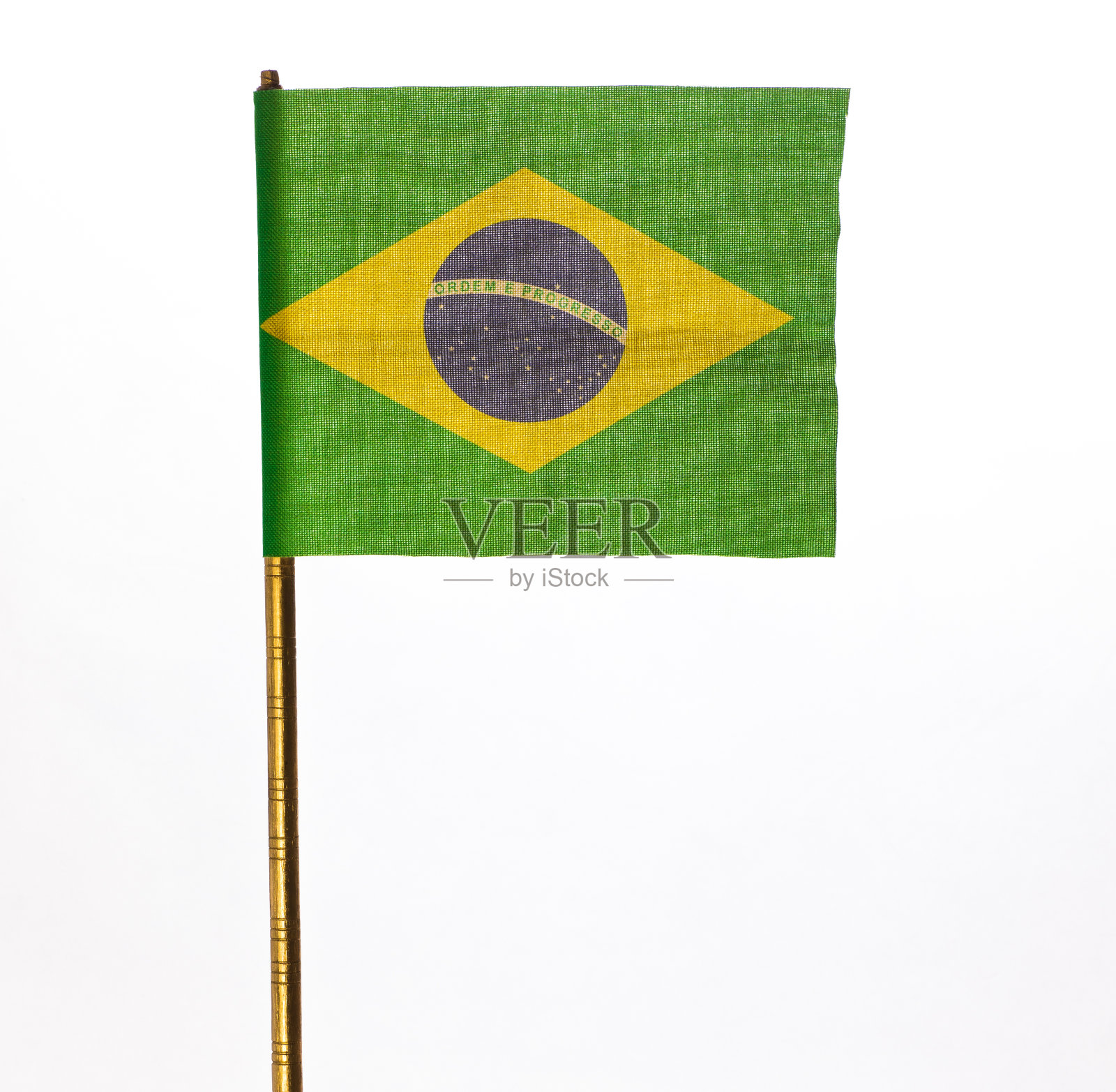 巴西国旗孤立在白色背景照片摄影图片