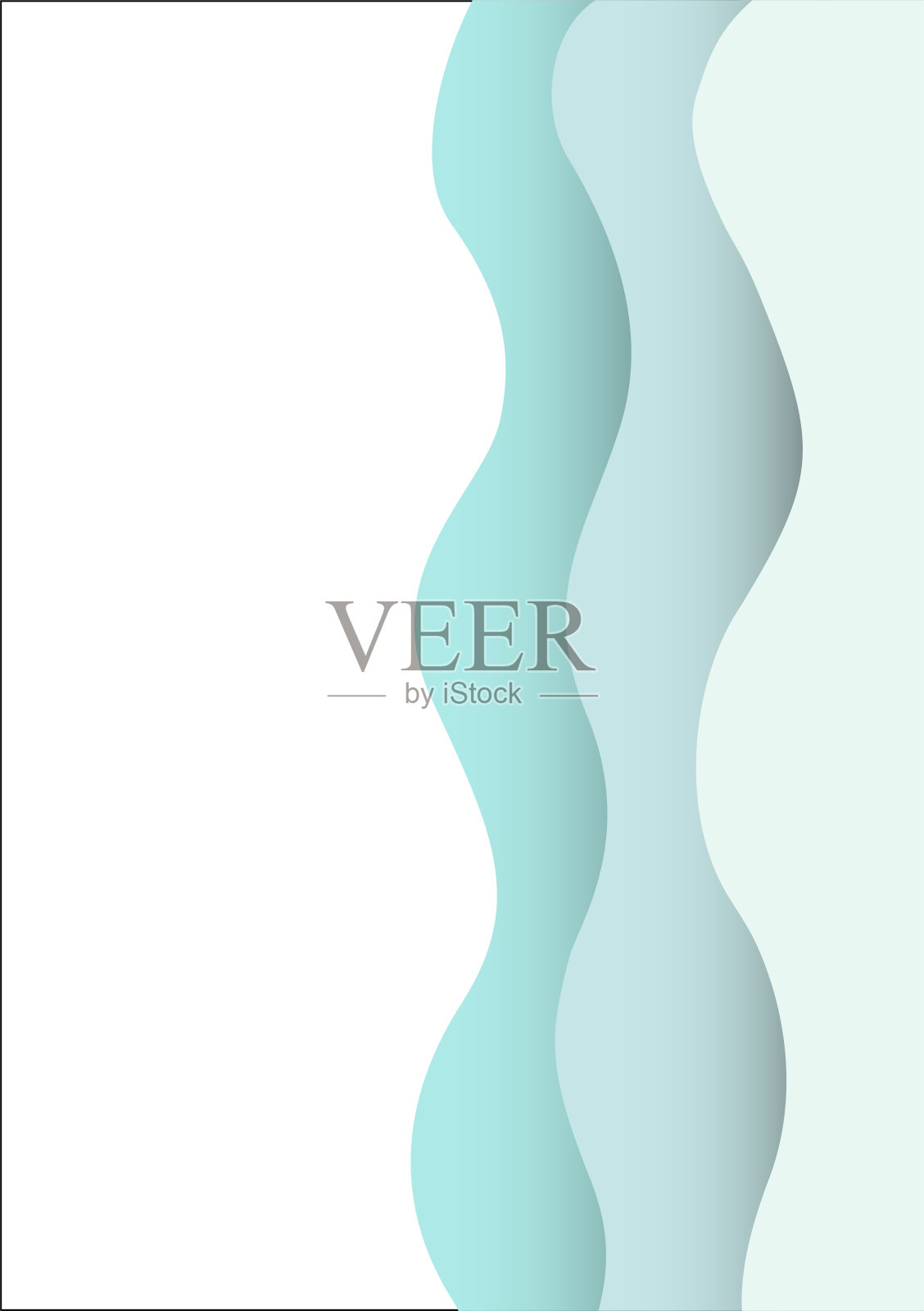 抽象矢量波框架与阴影，纸风格，孤立的插图蓝色，粉色，绿色，薄荷与文字空间，明信片设计，介绍，横幅，传单插画图片素材