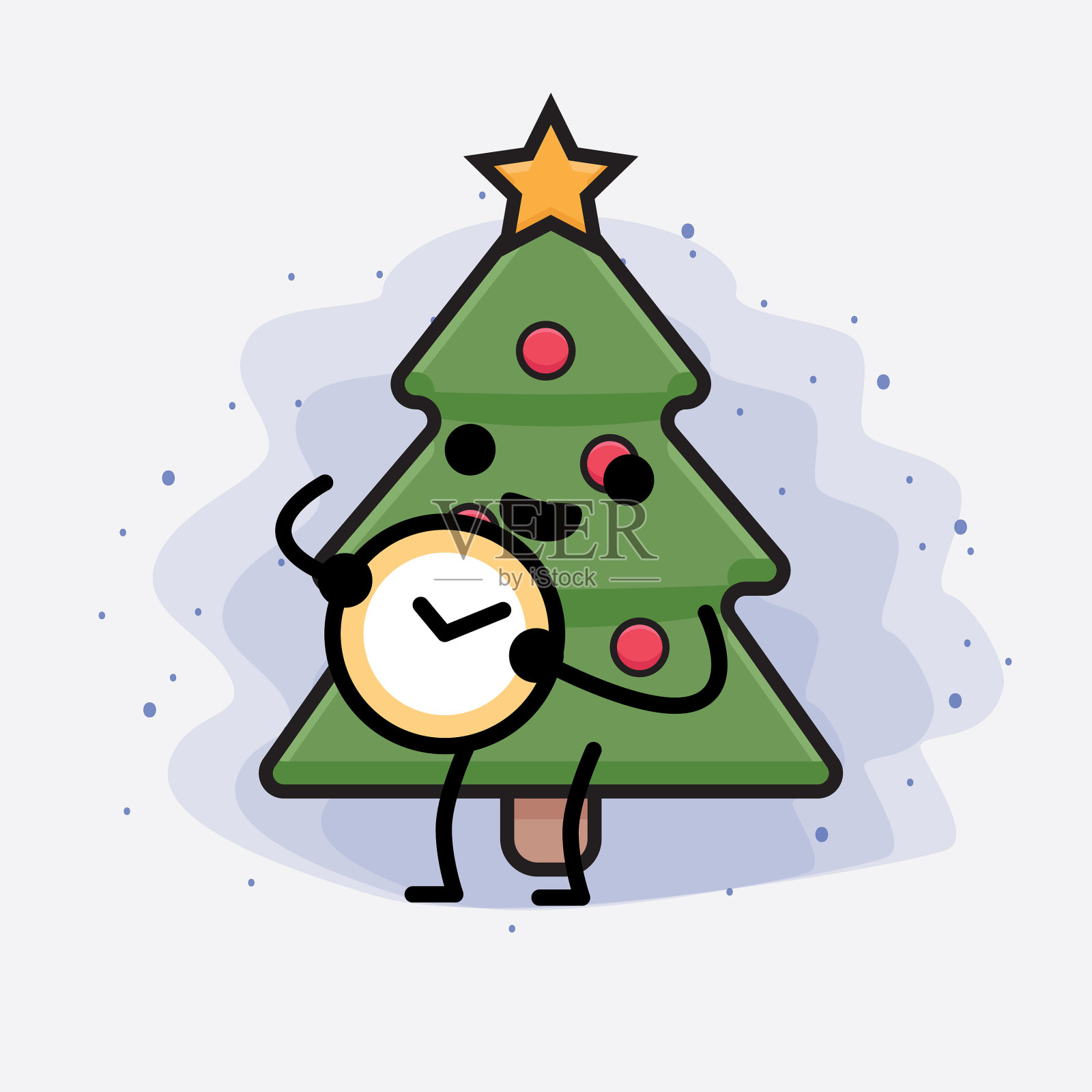 圣诞树可爱的图标人物插画图片素材