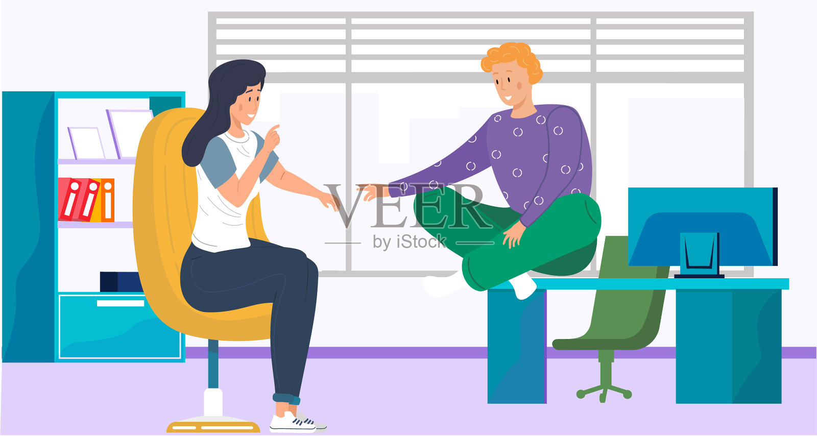 男女同事，办公室职员在插画图片素材