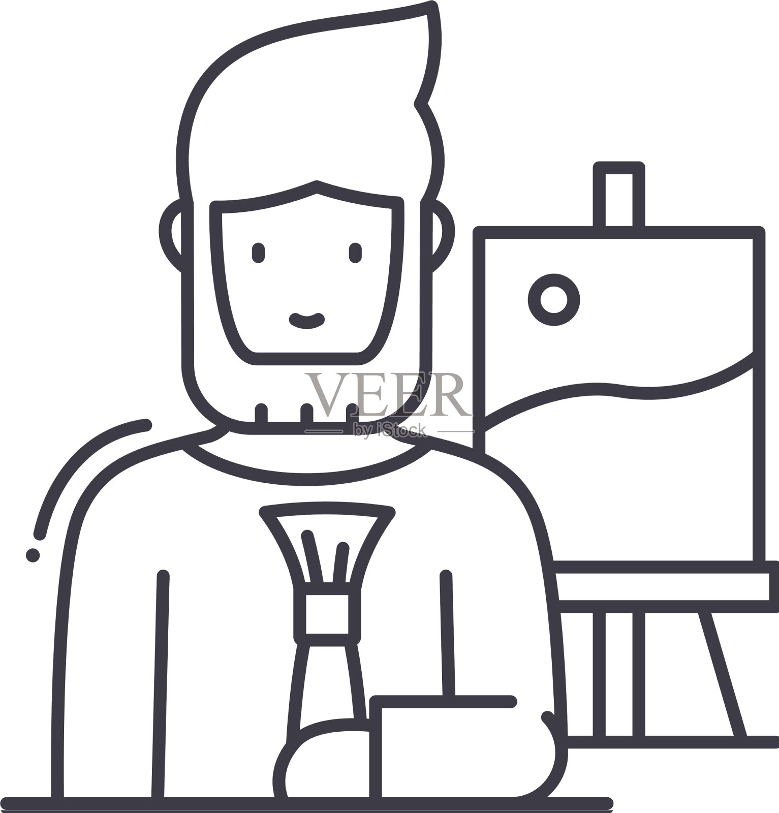 画家图标线性孤立薄设计元素图片