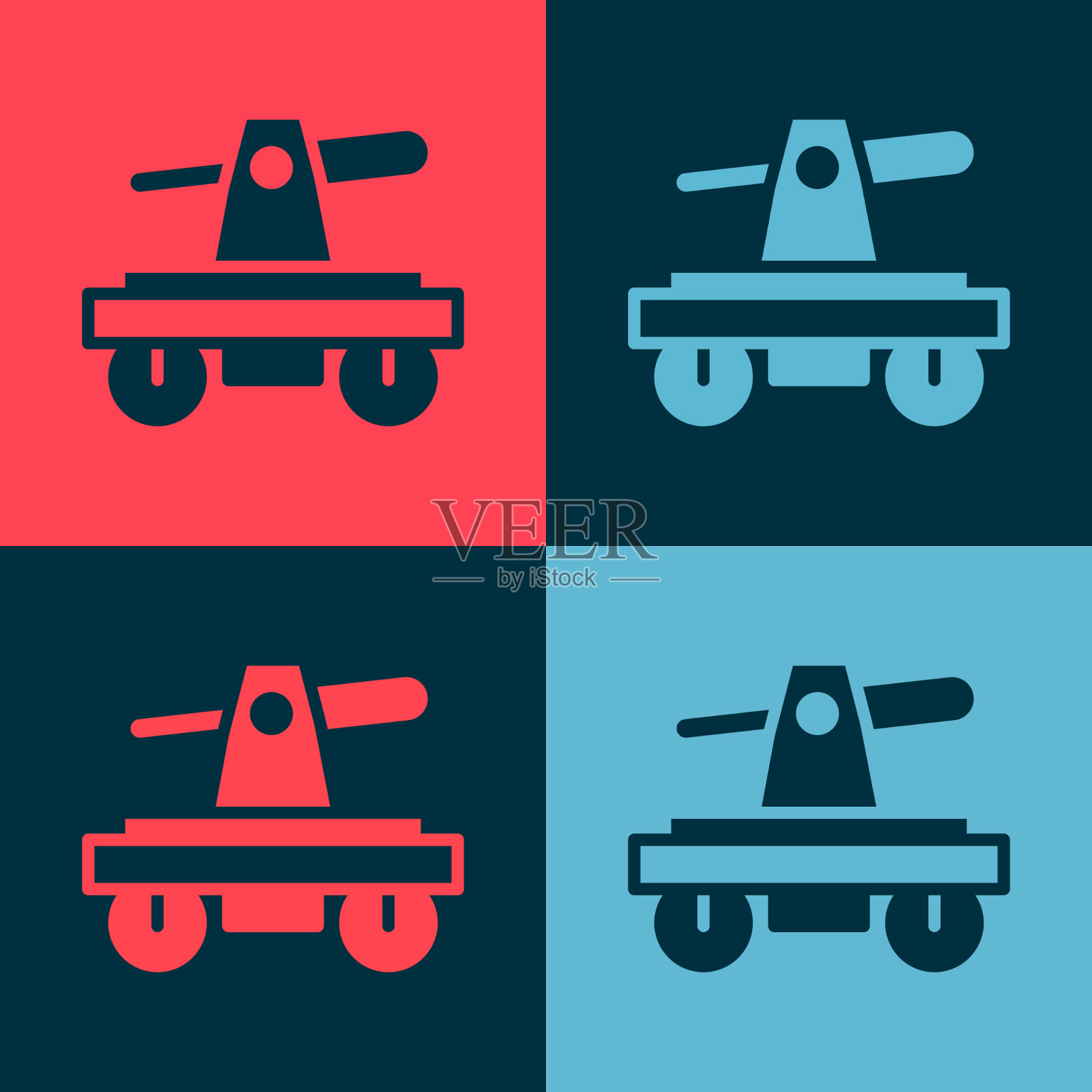 波普艺术吊车铁路自行车运输插画图片素材