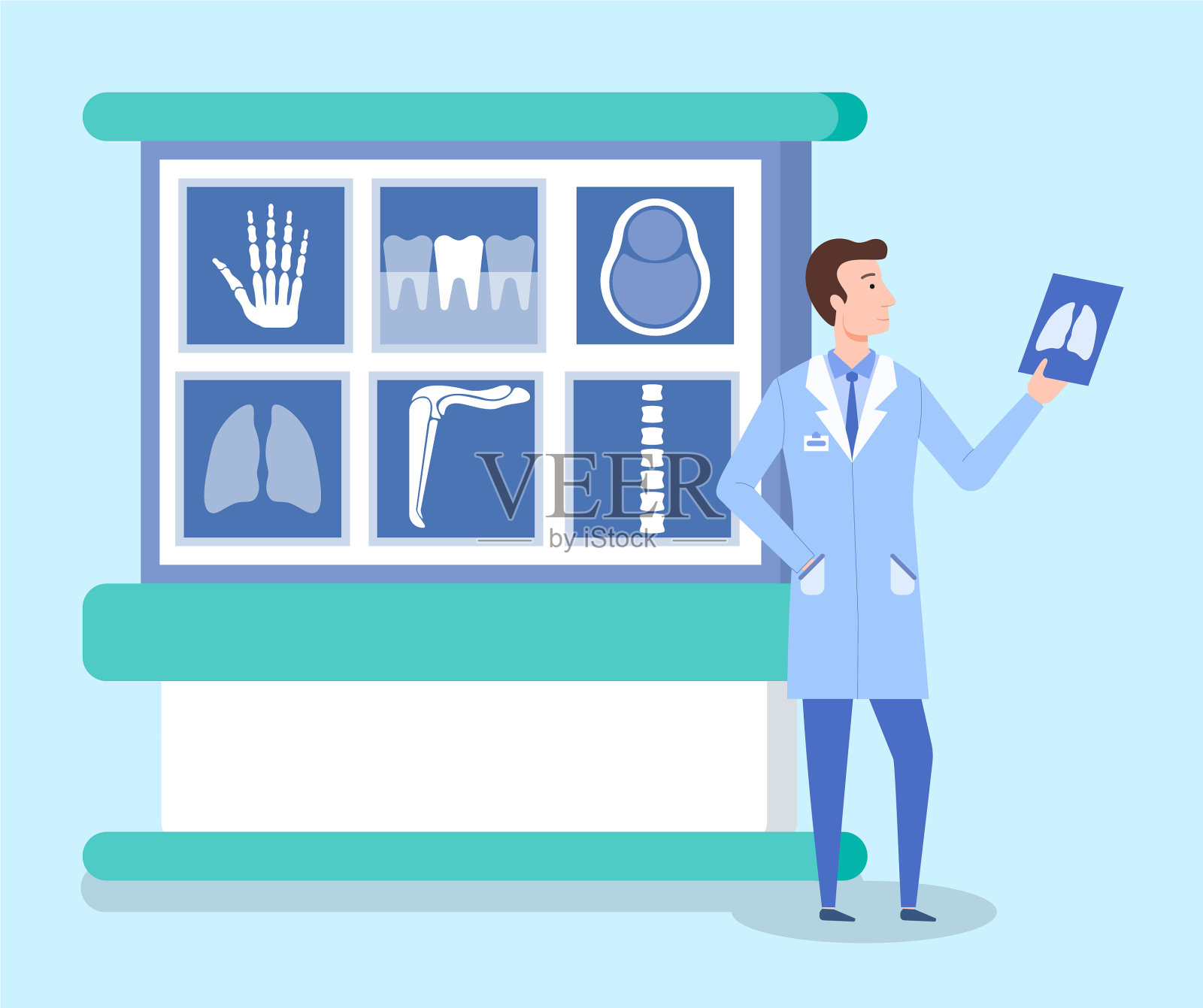 穿着医疗制服的男性放射医生插画图片素材