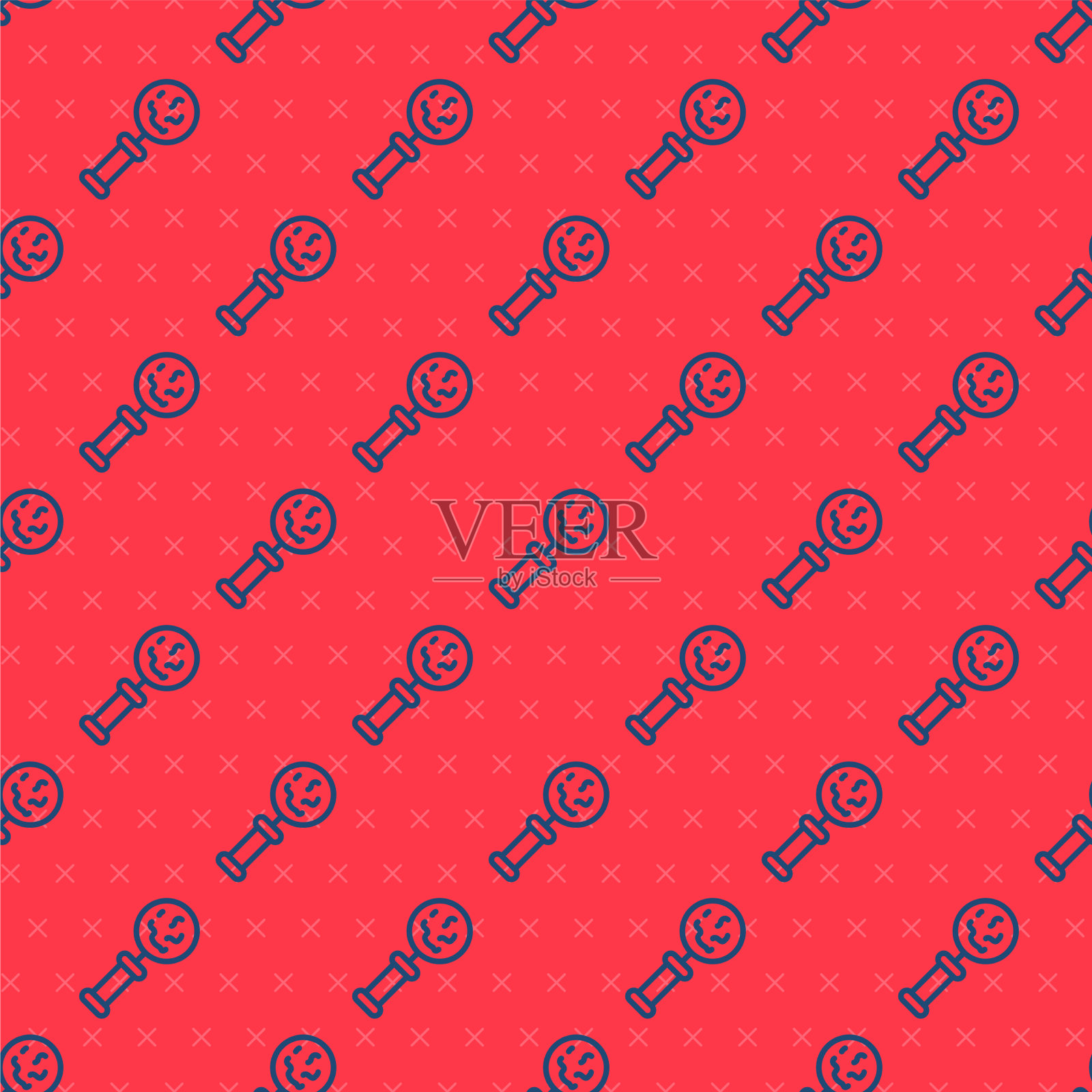 放大图标下的微生物蓝线插画图片素材