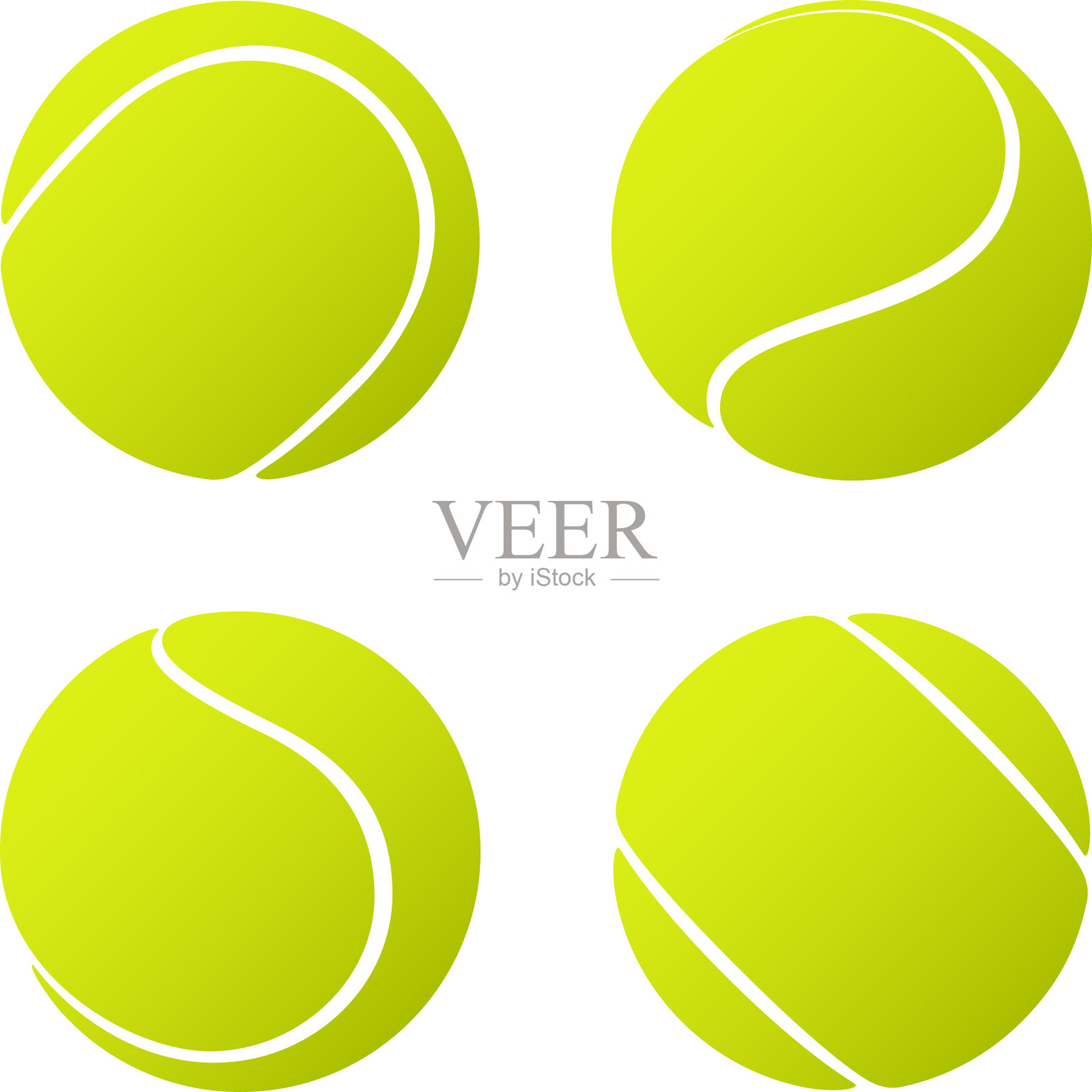 设置网球孤立的白色背景图标素材