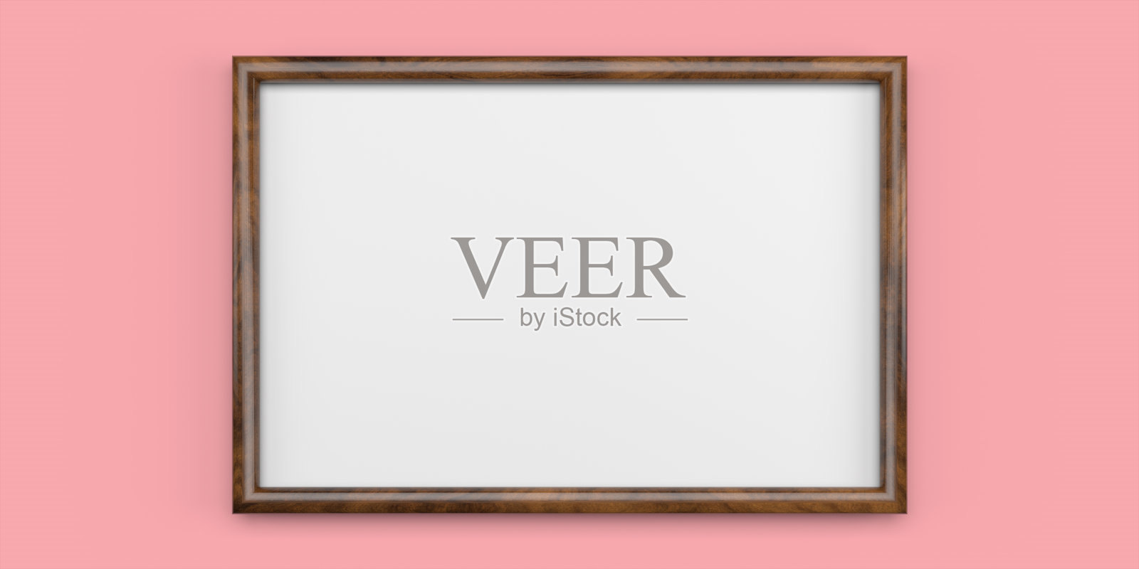 一个空的木框架，粉红色的墙上有一个孤立的空间。三维渲染照片摄影图片