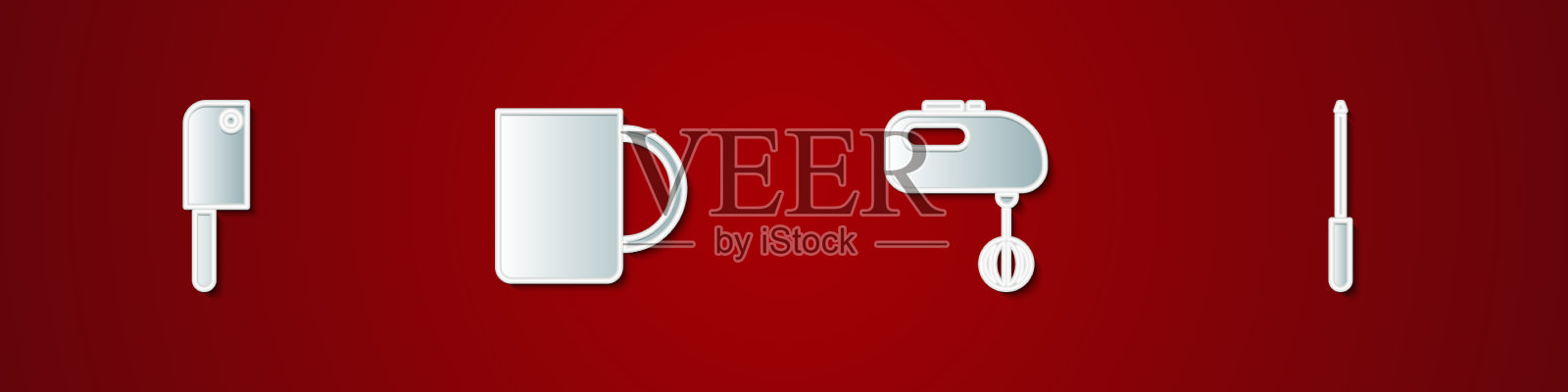 设置碎肉机、咖啡杯、电动搅拌机插画图片素材