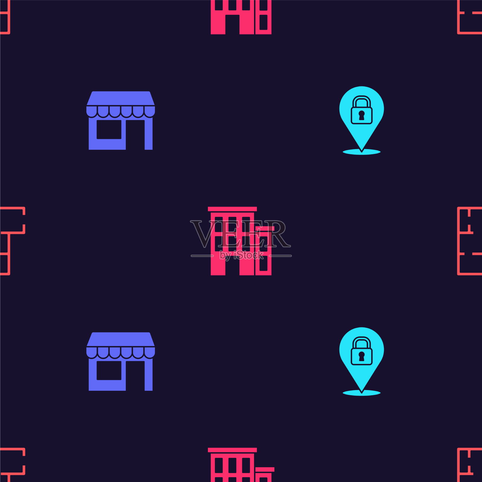 设置位置，锁定市场，仓库和计划上图标素材